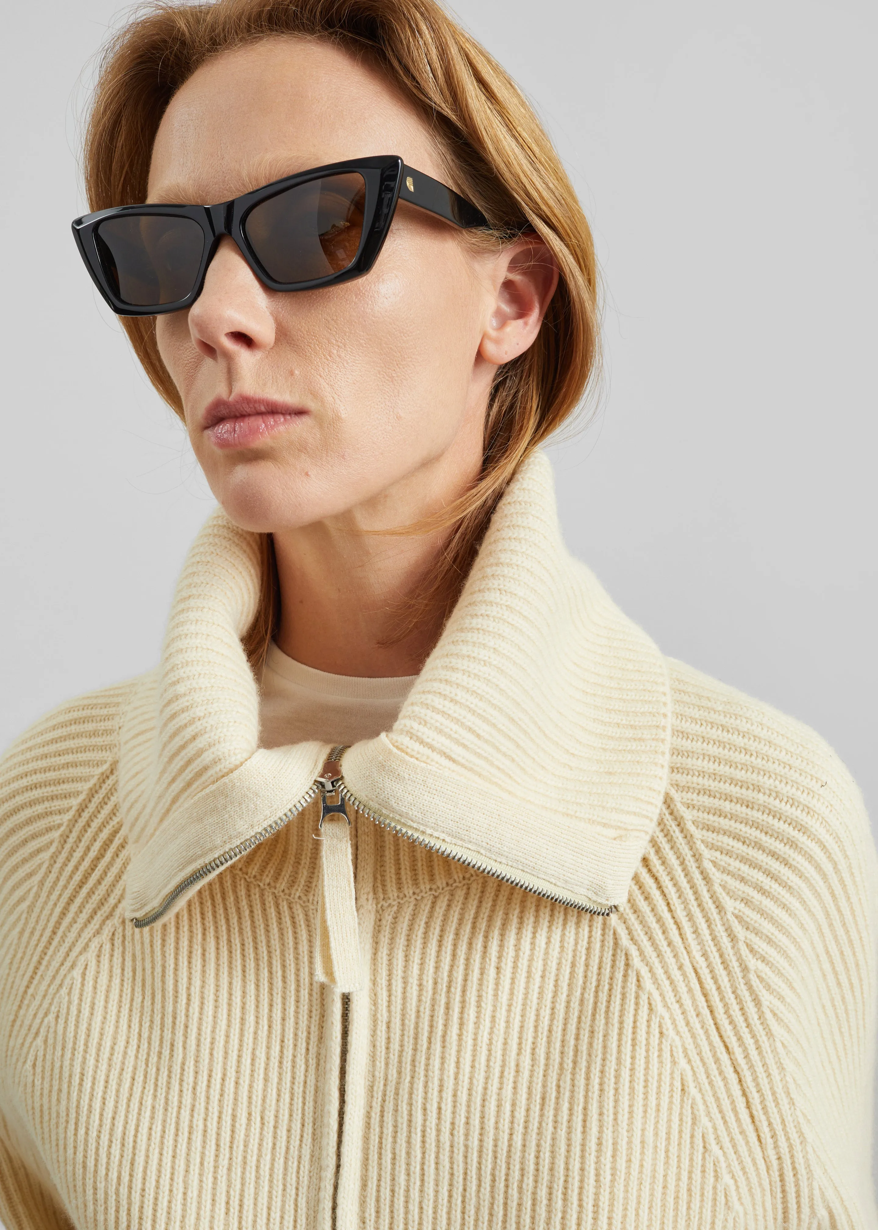 Malabry Knit Zip-Up Cardigan - Pale Yellow sold by Frankie Shop product image thumbnail 4