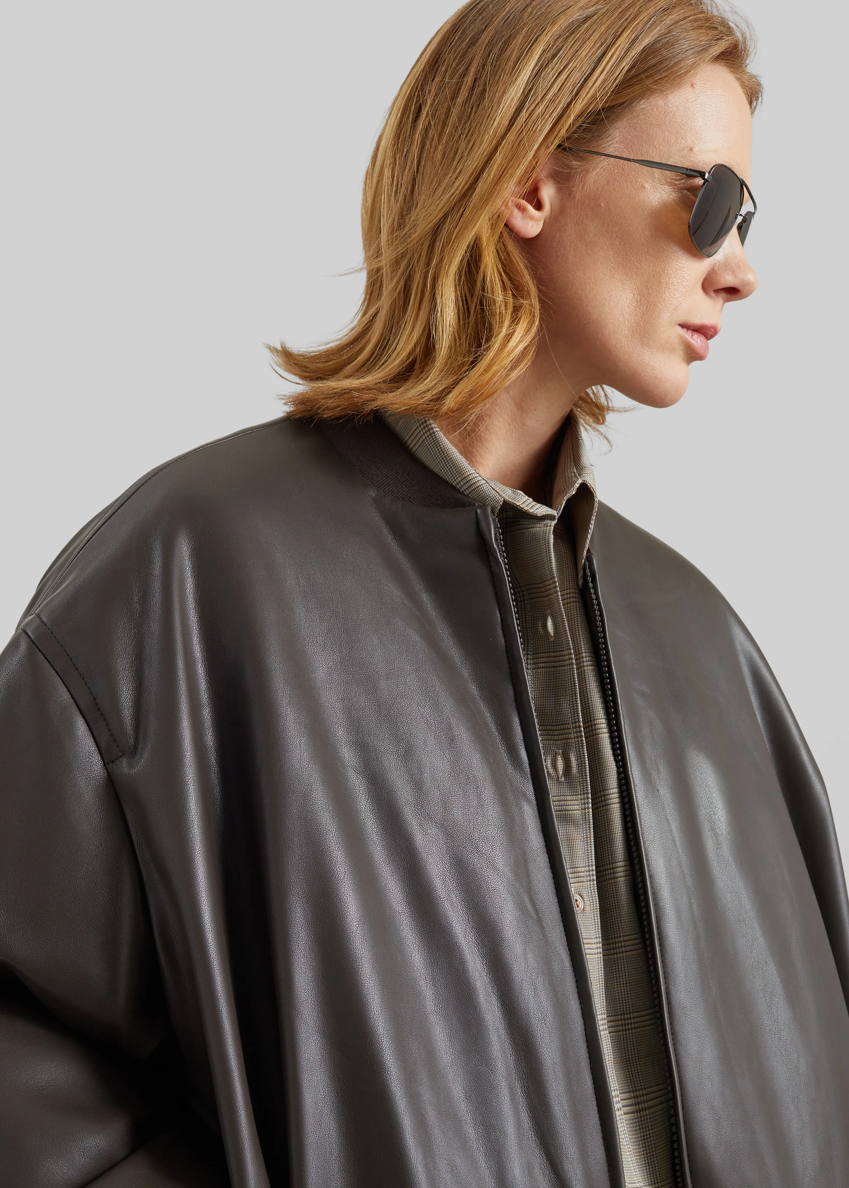 Arolla Faux Leather Draped Jacket - Brown sold by Frankie Shop product image thumbnail 4