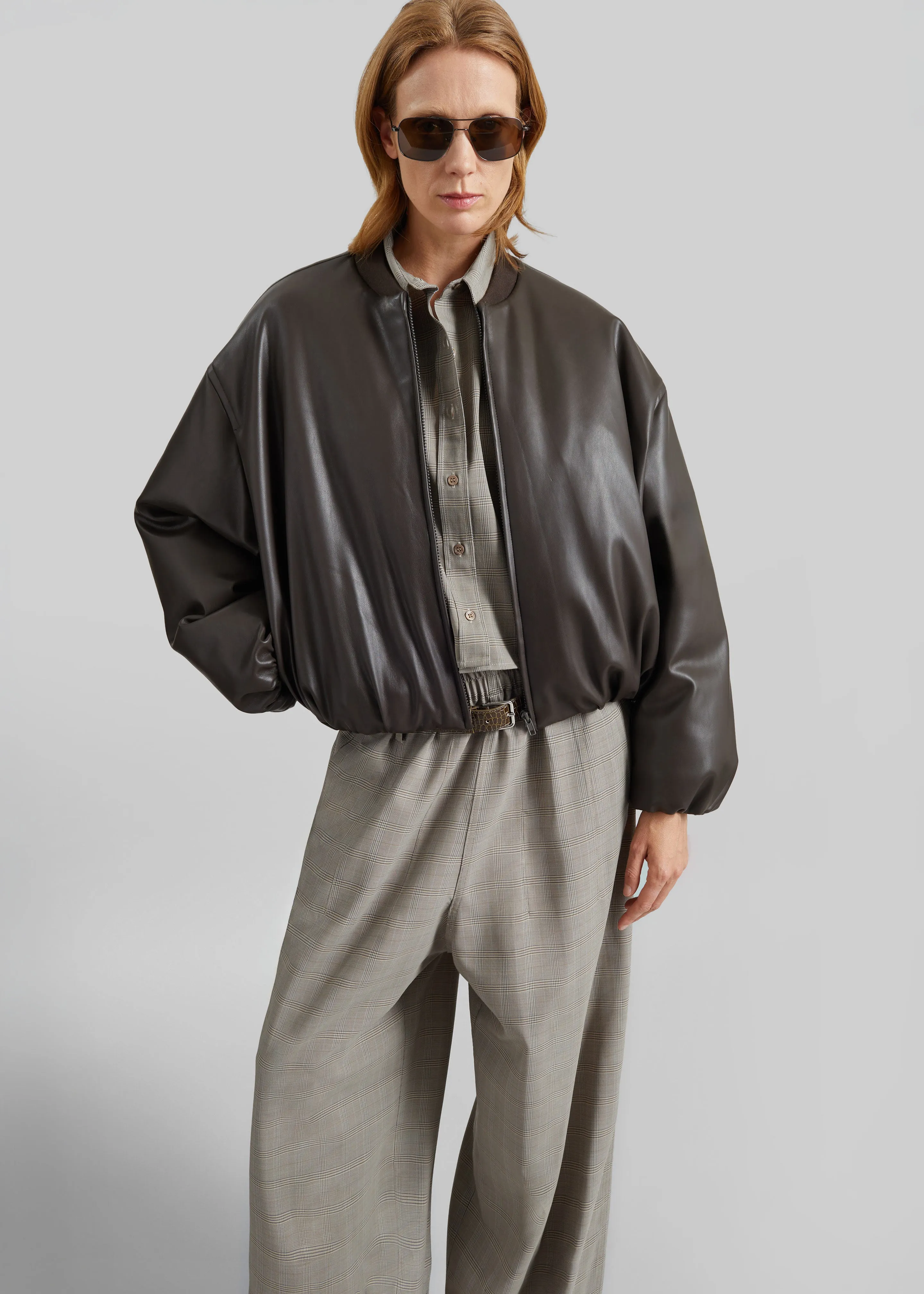 Arolla Faux Leather Draped Jacket - Brown sold by Frankie Shop product image thumbnail 3