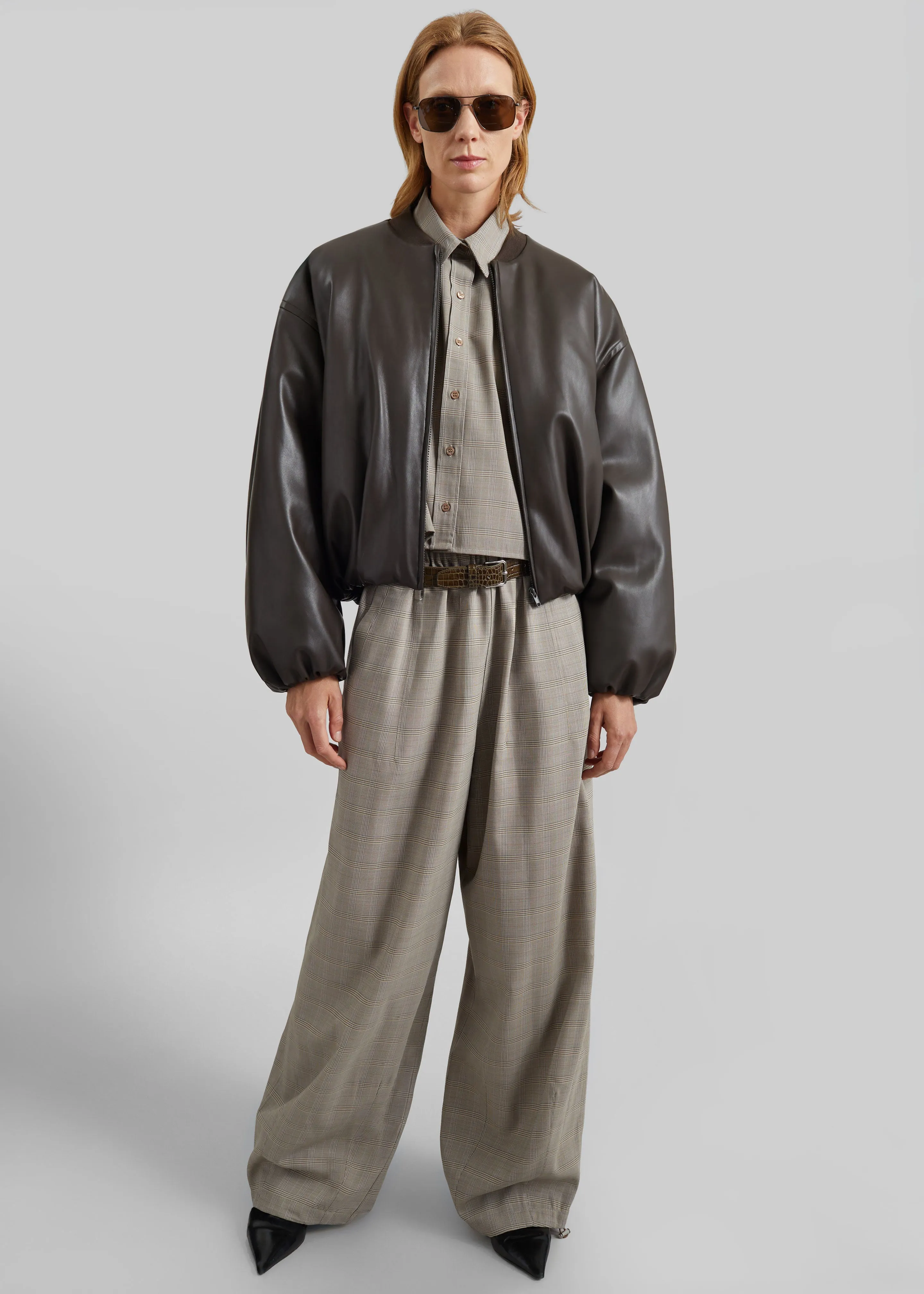 Arolla Faux Leather Draped Jacket - Brown sold by Frankie Shop product image thumbnail 2