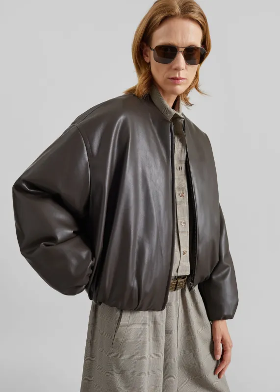 Arolla Faux Leather Draped Jacket - Brown made by Frankie Shop