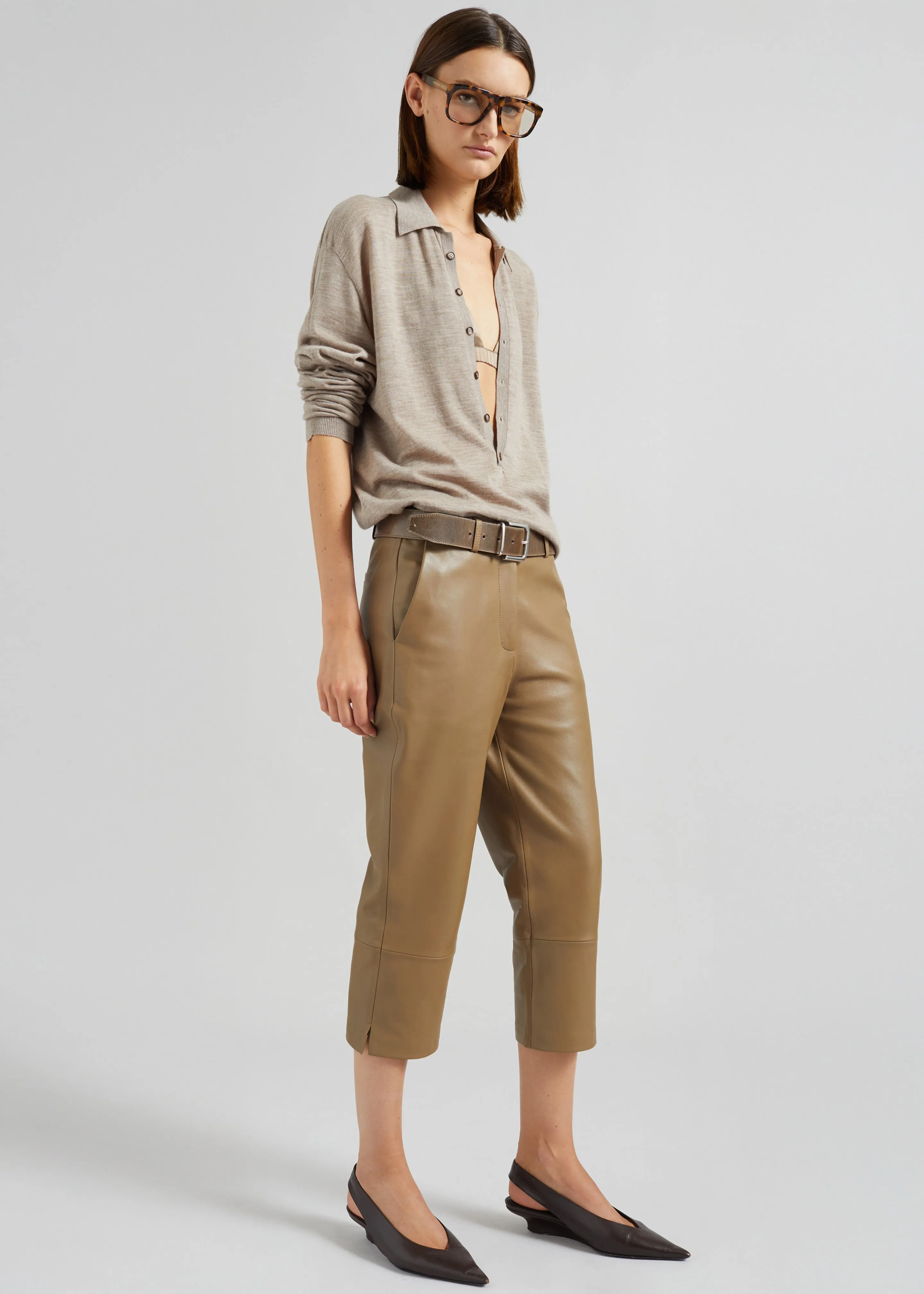 Lior Leather Capri Pants - Camel sold by Frankie Shop product image thumbnail 5