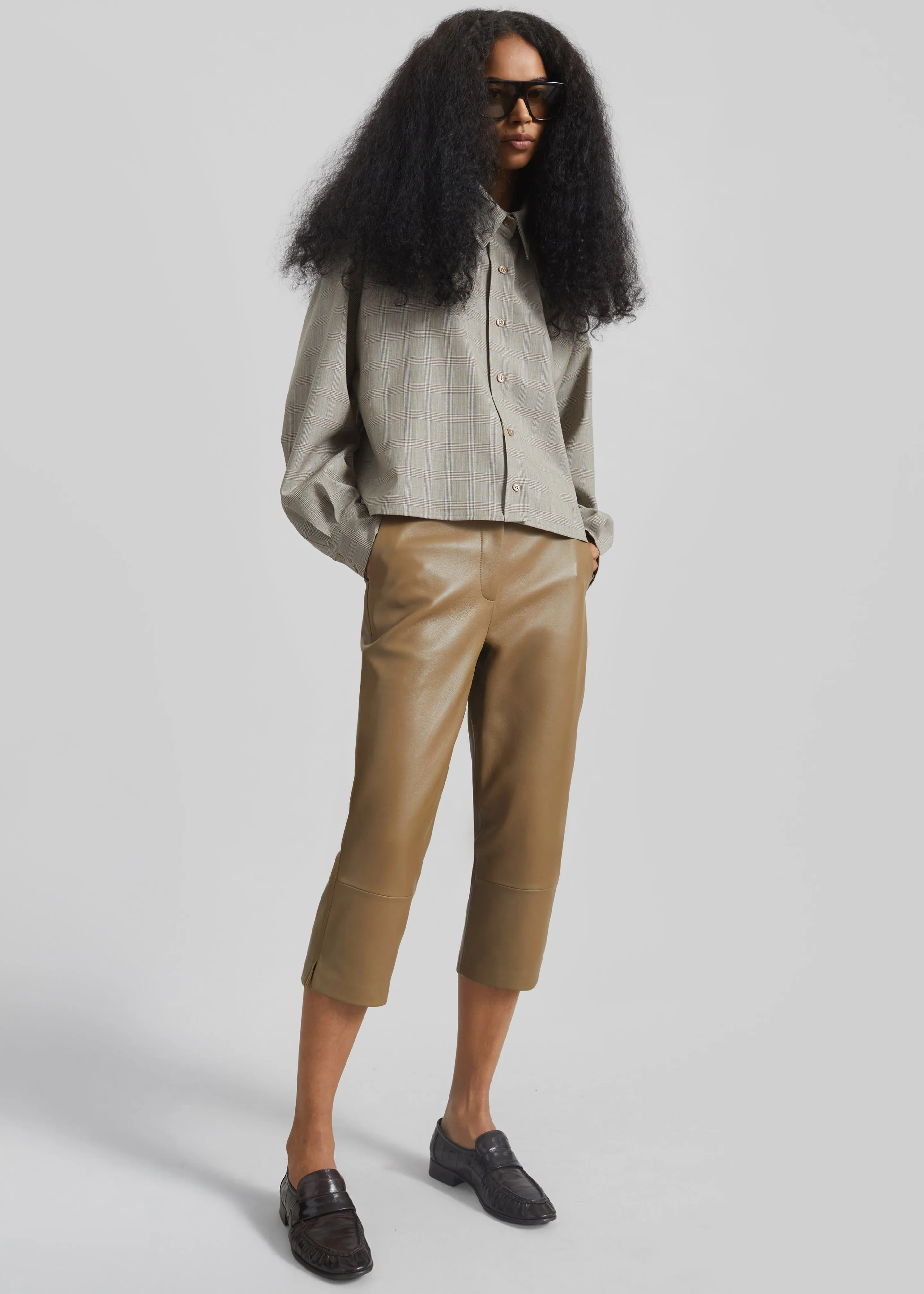 Lior Leather Capri Pants - Camel sold by Frankie Shop
