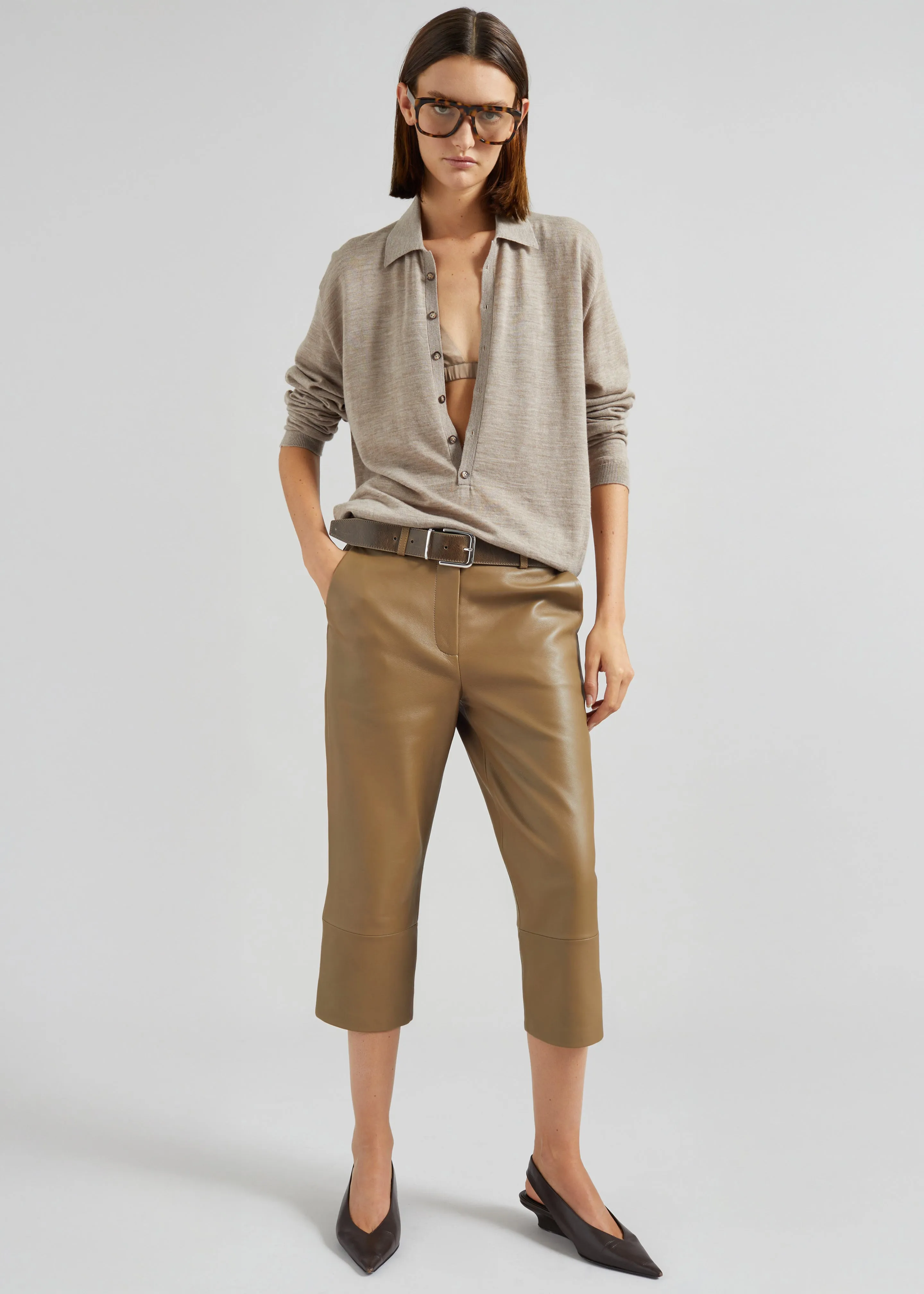 Lior Leather Capri Pants - Camel sold by Frankie Shop product image thumbnail 3