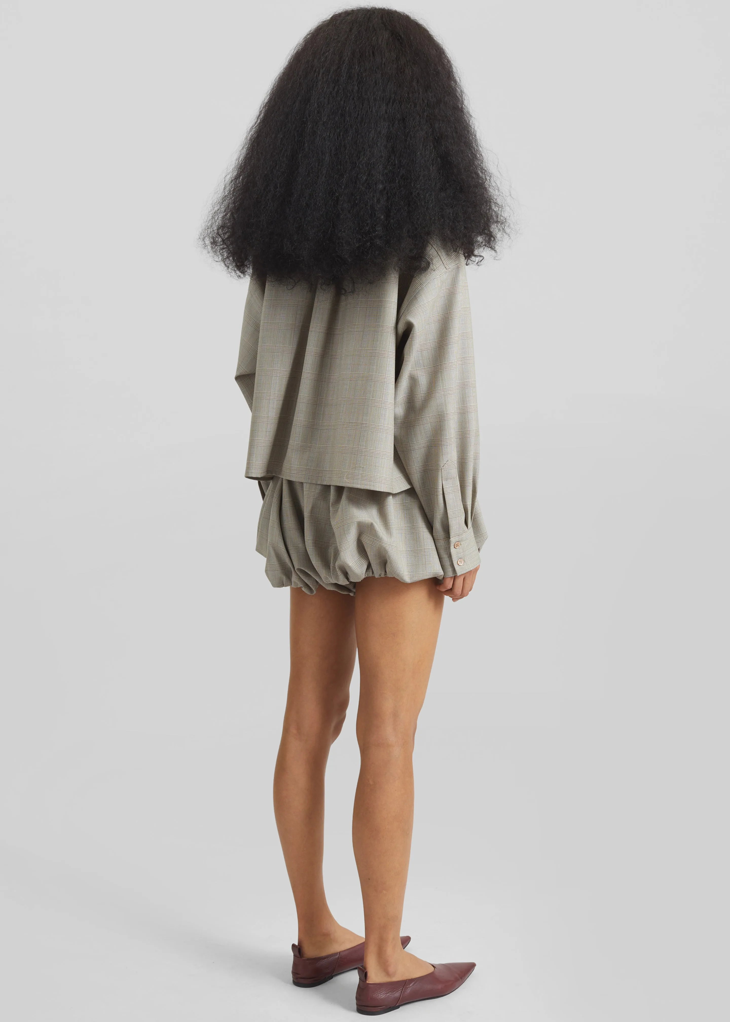 Alina Bubble Hem Shorts - Beige Glen Plaid sold by Frankie Shop product image thumbnail 5