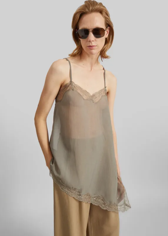 Alessia Sheer Lace Top - Taupe made by Frankie Shop