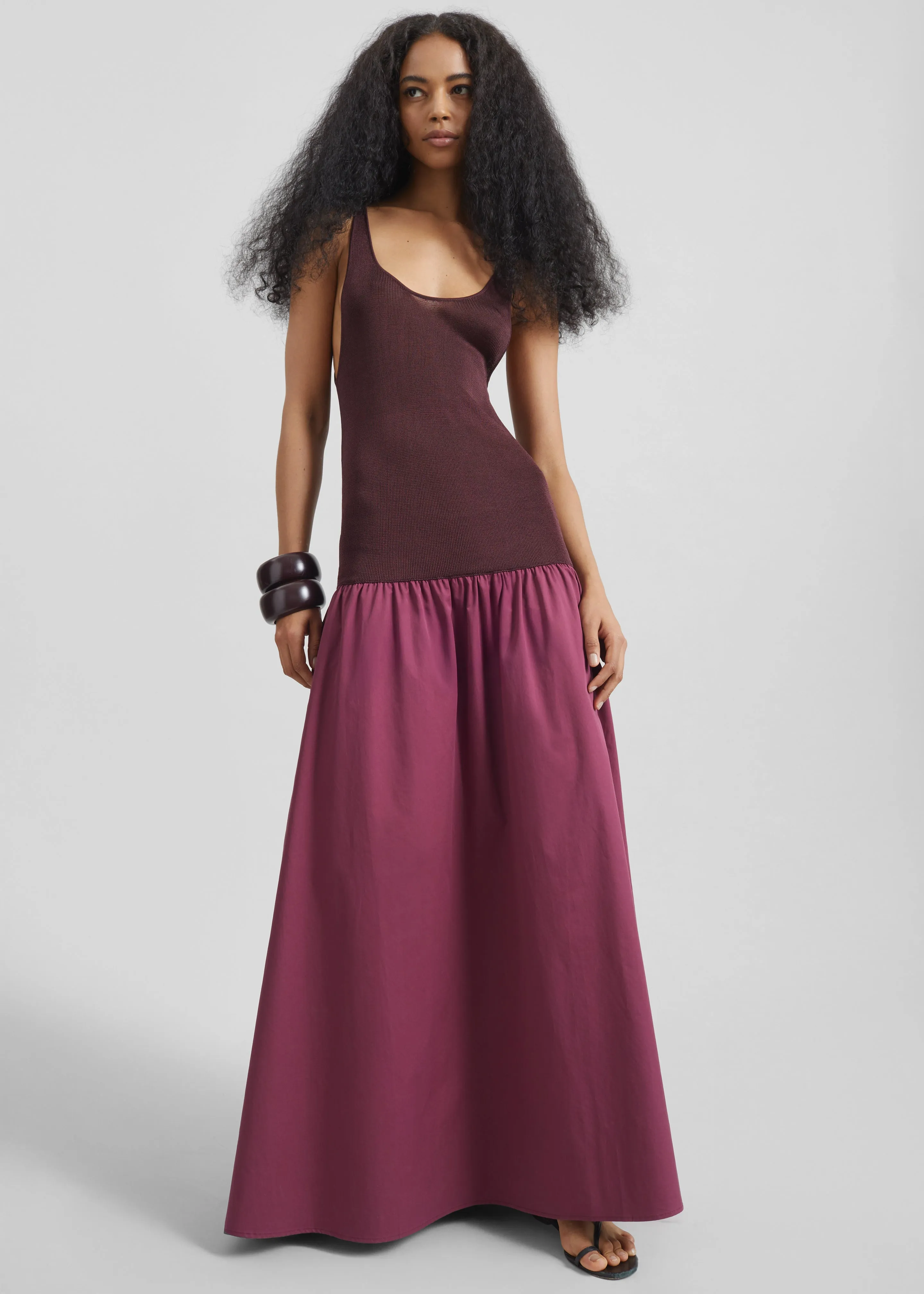 Iliya Drop Waist Maxi Dress - Burgundy sold by Frankie Shop