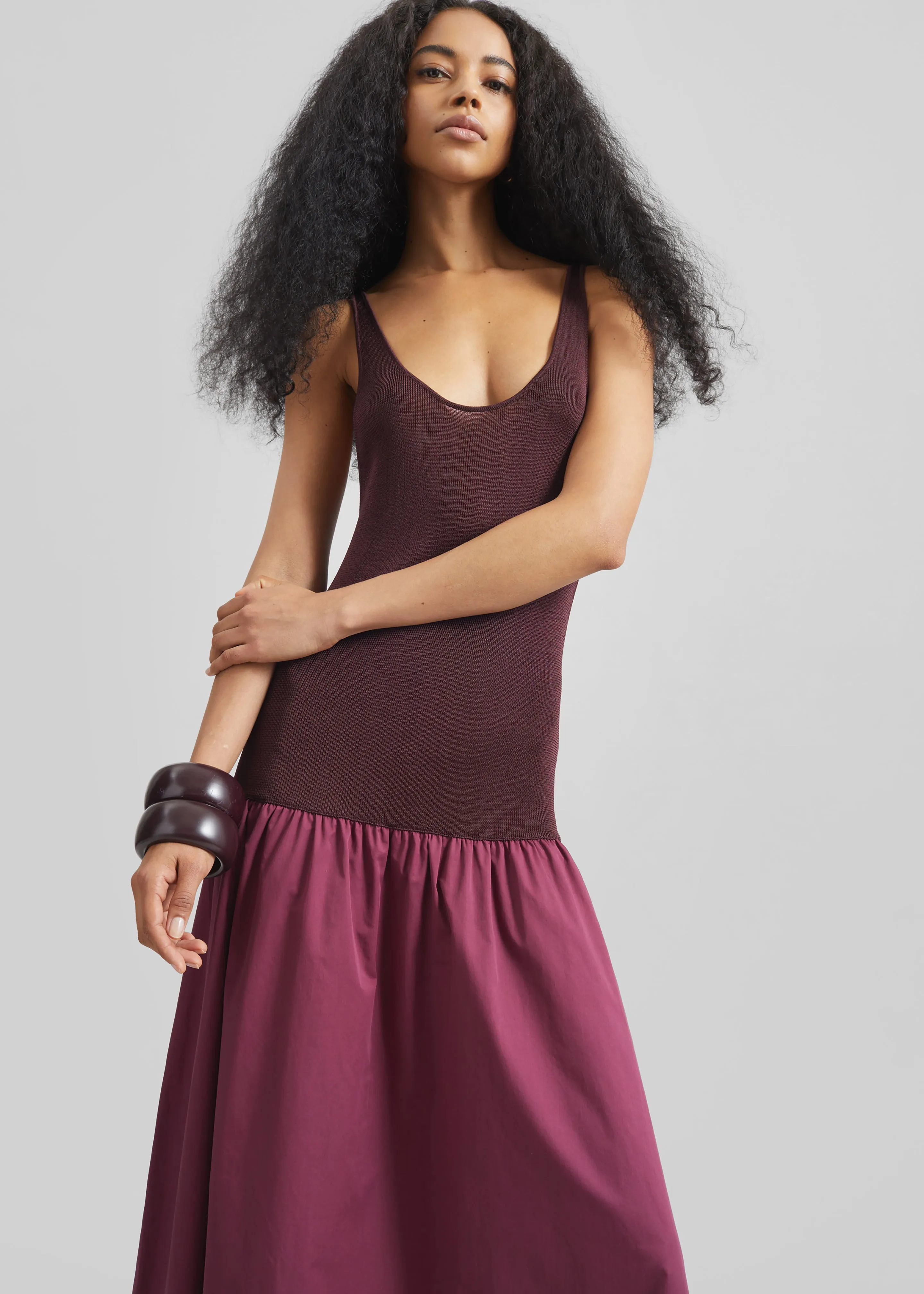 Iliya Drop Waist Maxi Dress - Burgundy sold by Frankie Shop product image thumbnail 2