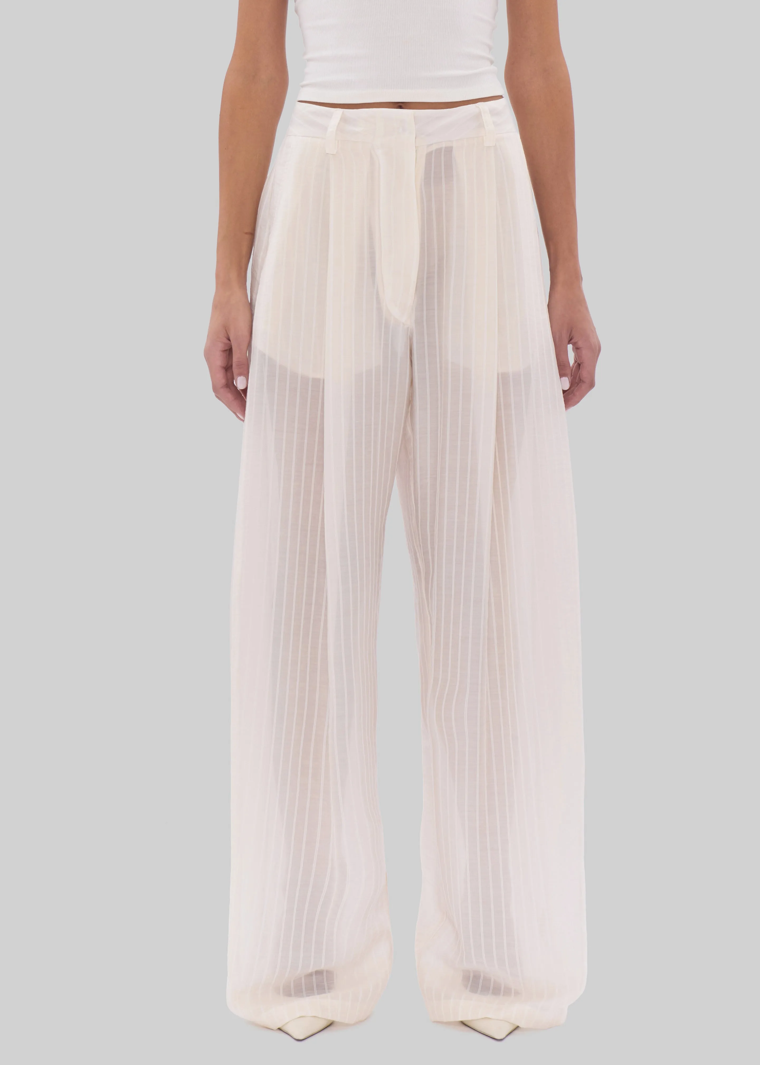 TheLatest Billie Striped Muslin Trousers - White sold by Frankie Shop product image thumbnail 2