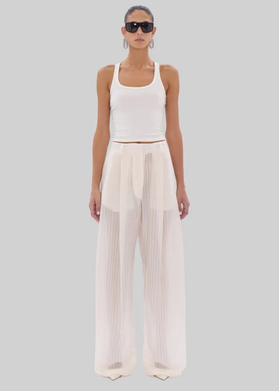TheLatest Billie Striped Muslin Trousers - White made by Frankie Shop