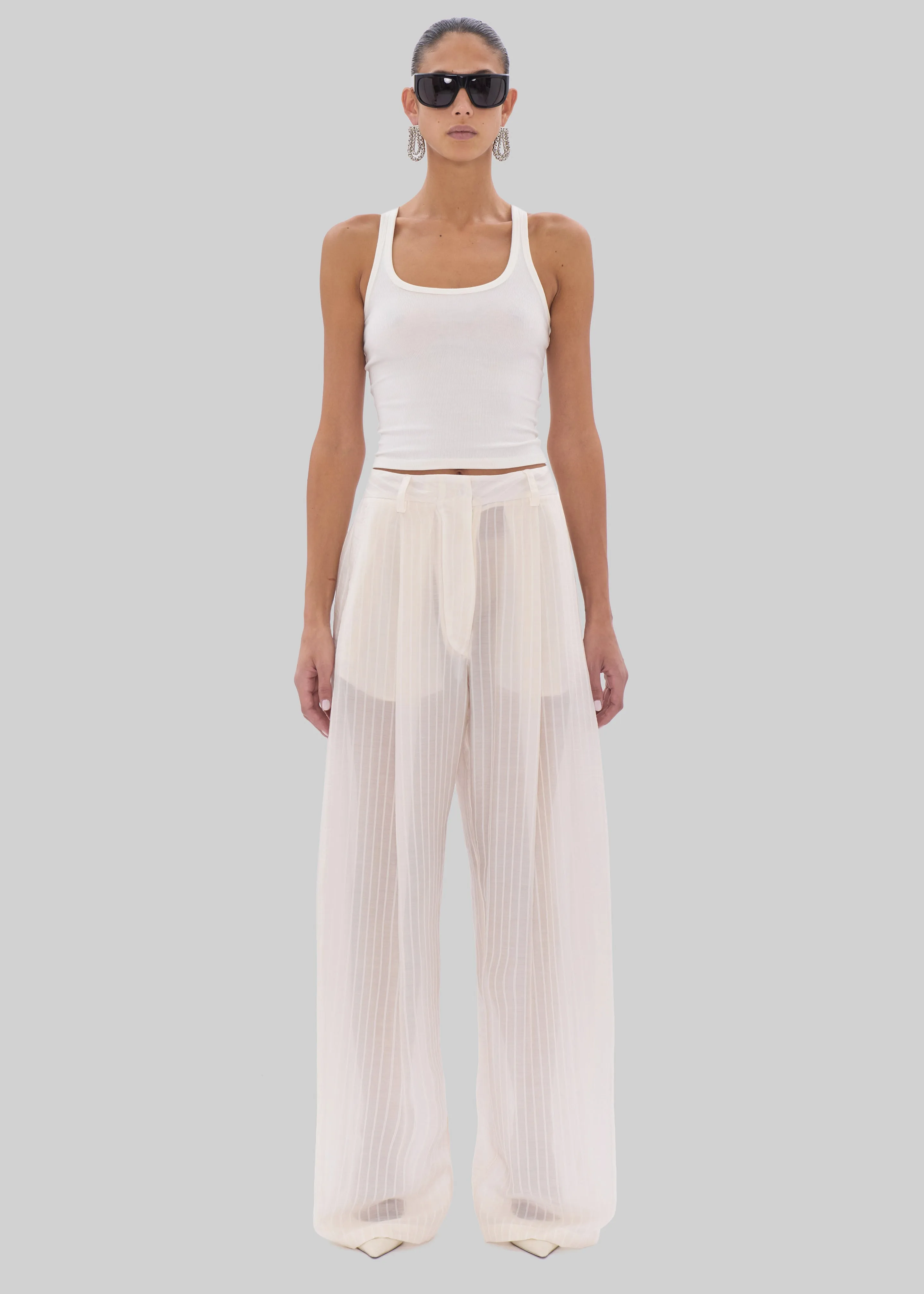 TheLatest Billie Striped Muslin Trousers - White sold by Frankie Shop