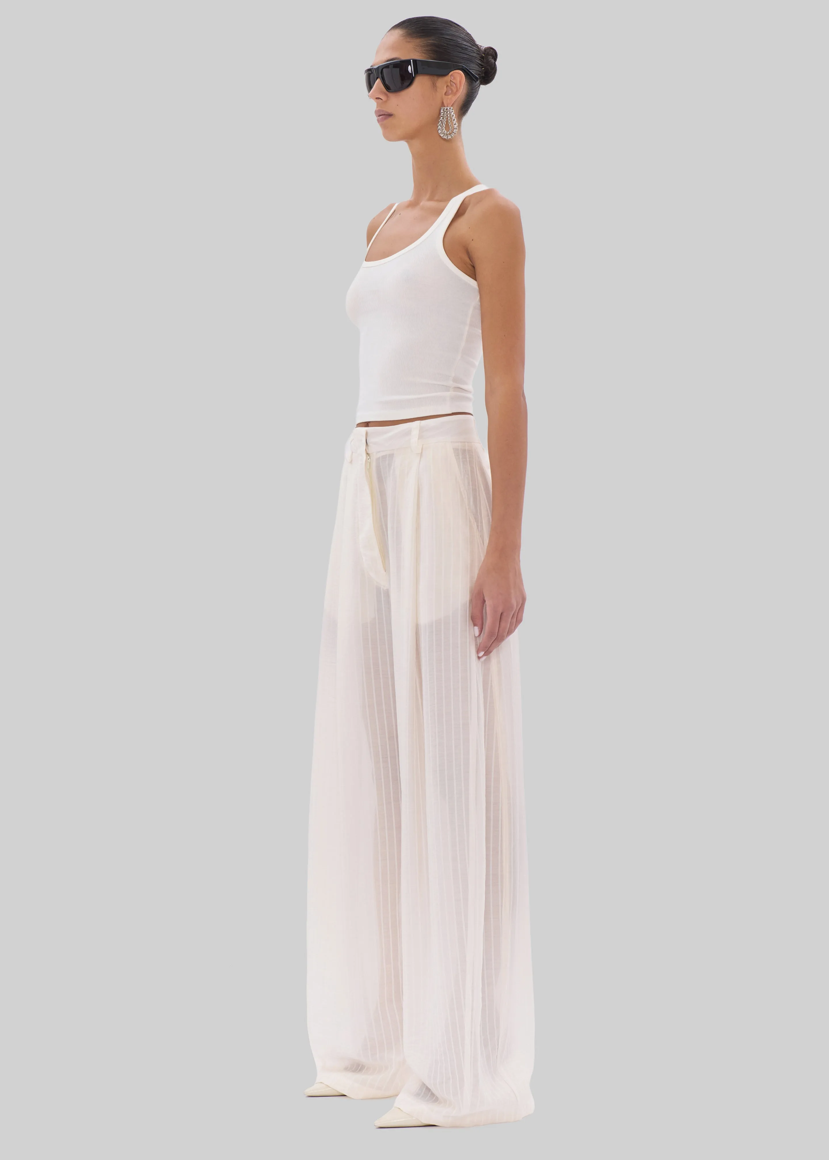 TheLatest Billie Striped Muslin Trousers - White sold by Frankie Shop product image thumbnail 3