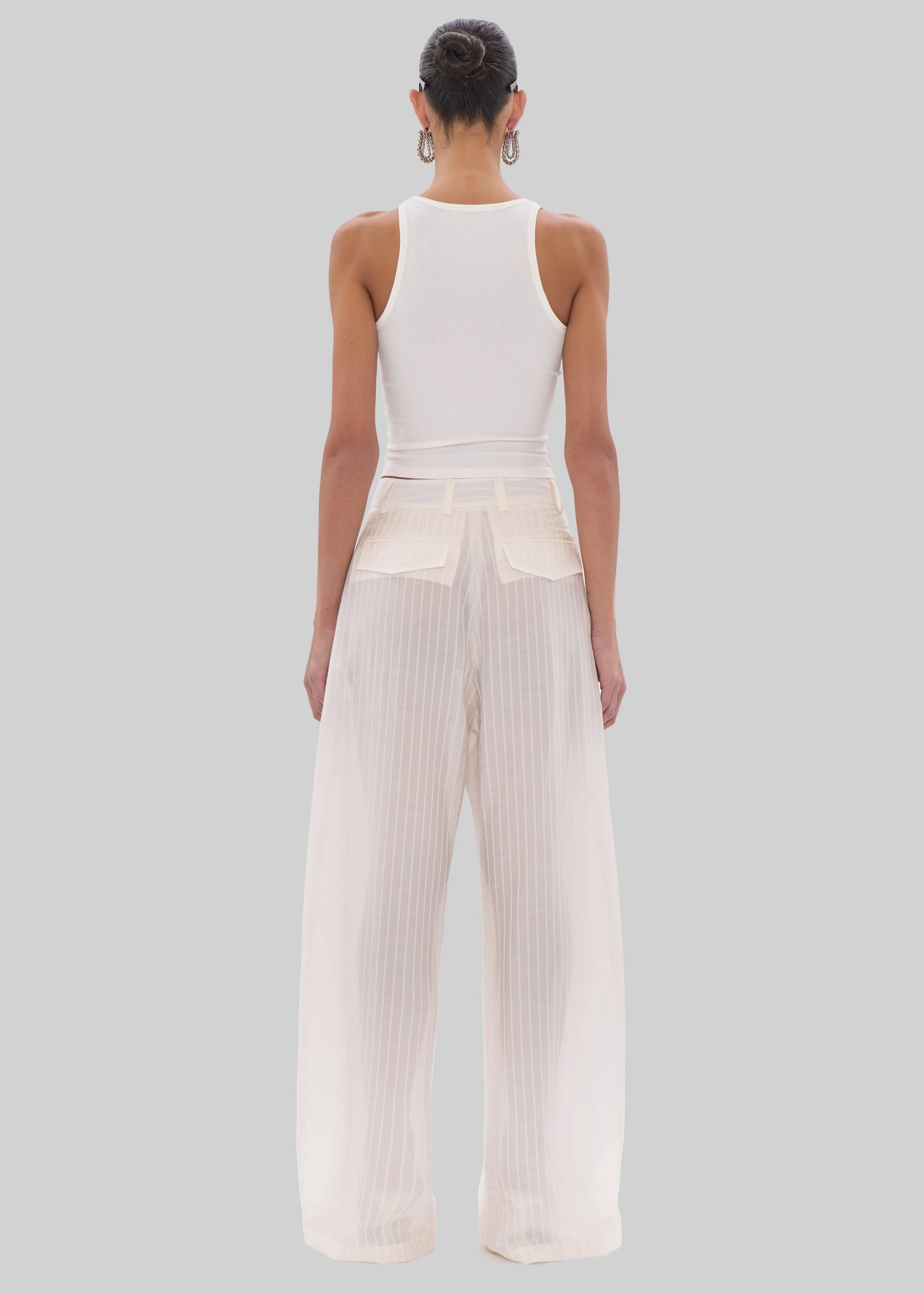 TheLatest Billie Striped Muslin Trousers - White sold by Frankie Shop product image thumbnail 4