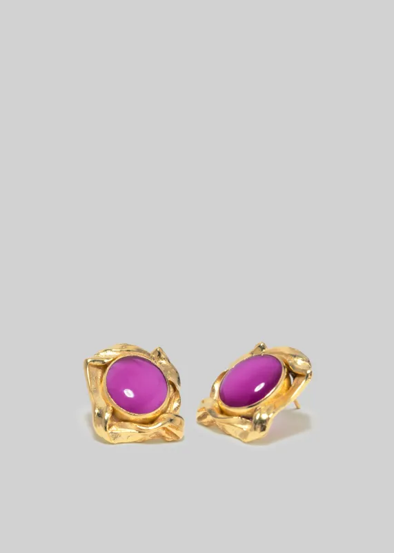 Completedworks Gold Pleated and Resin Earrings - Pink made by Completed Works