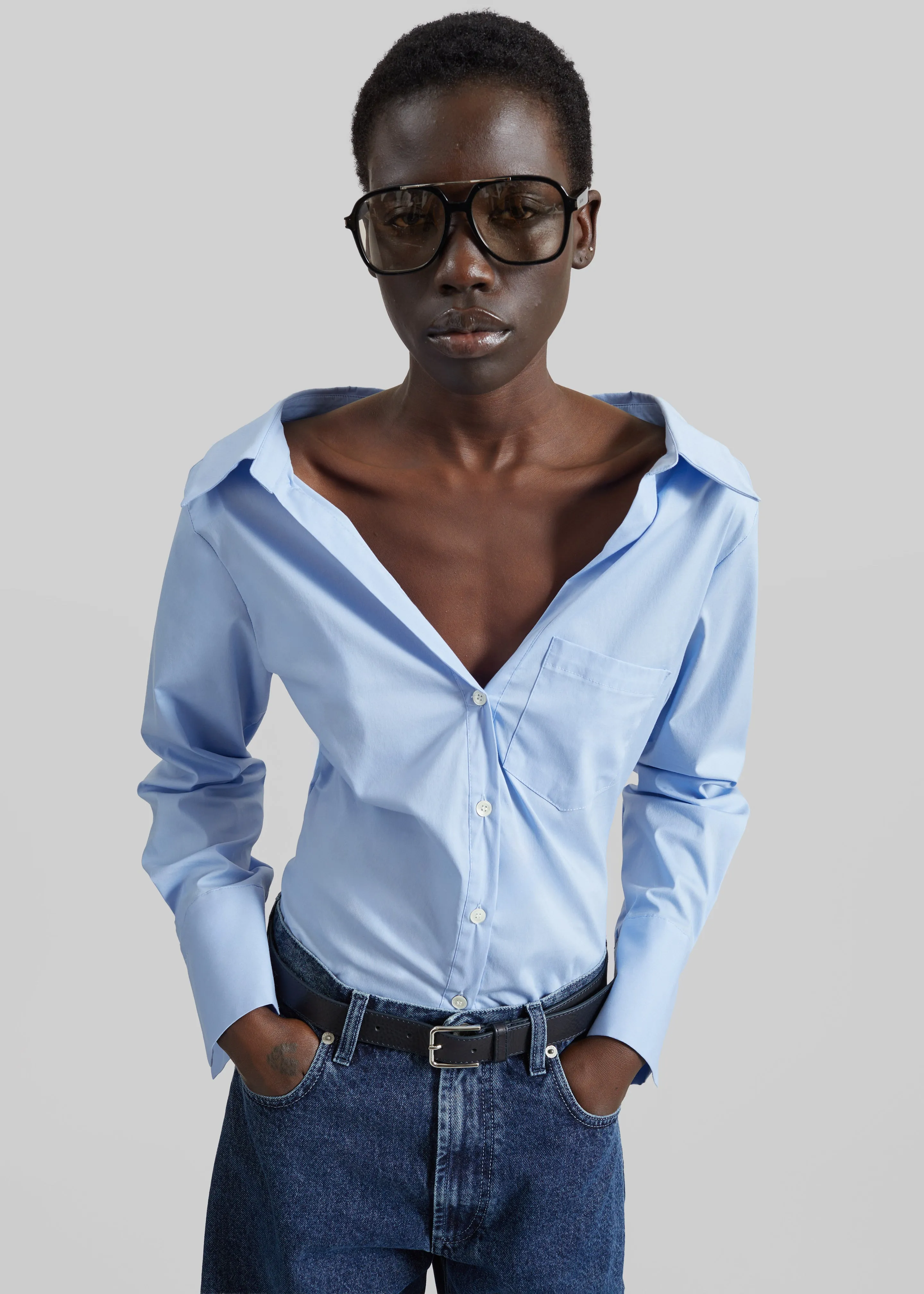 Tiona Fitted Shirt - Light Blue sold by Frankie Shop