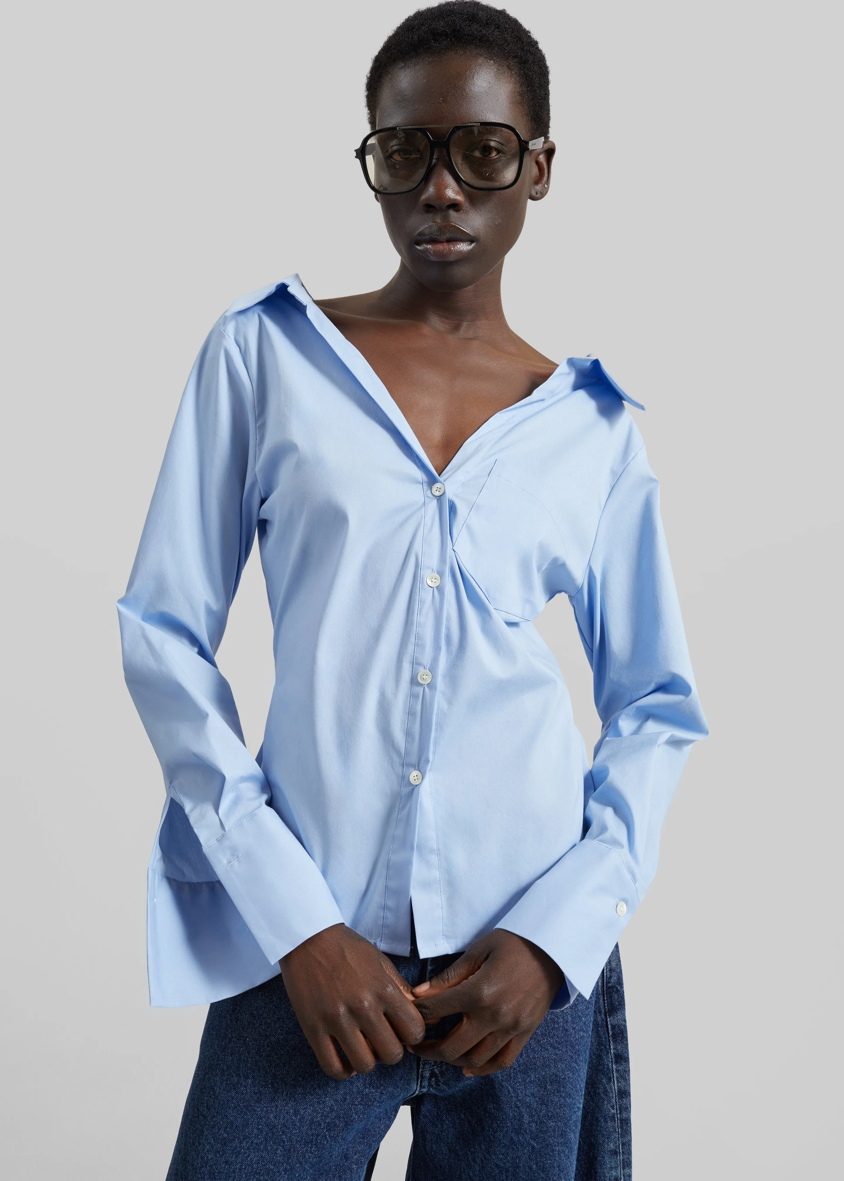 Tiona Fitted Shirt - Light Blue sold by Frankie Shop product image thumbnail 5