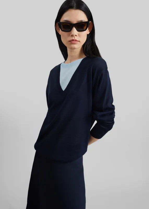Vernon Layered Knit Pullover - Navy made by Frankie Shop