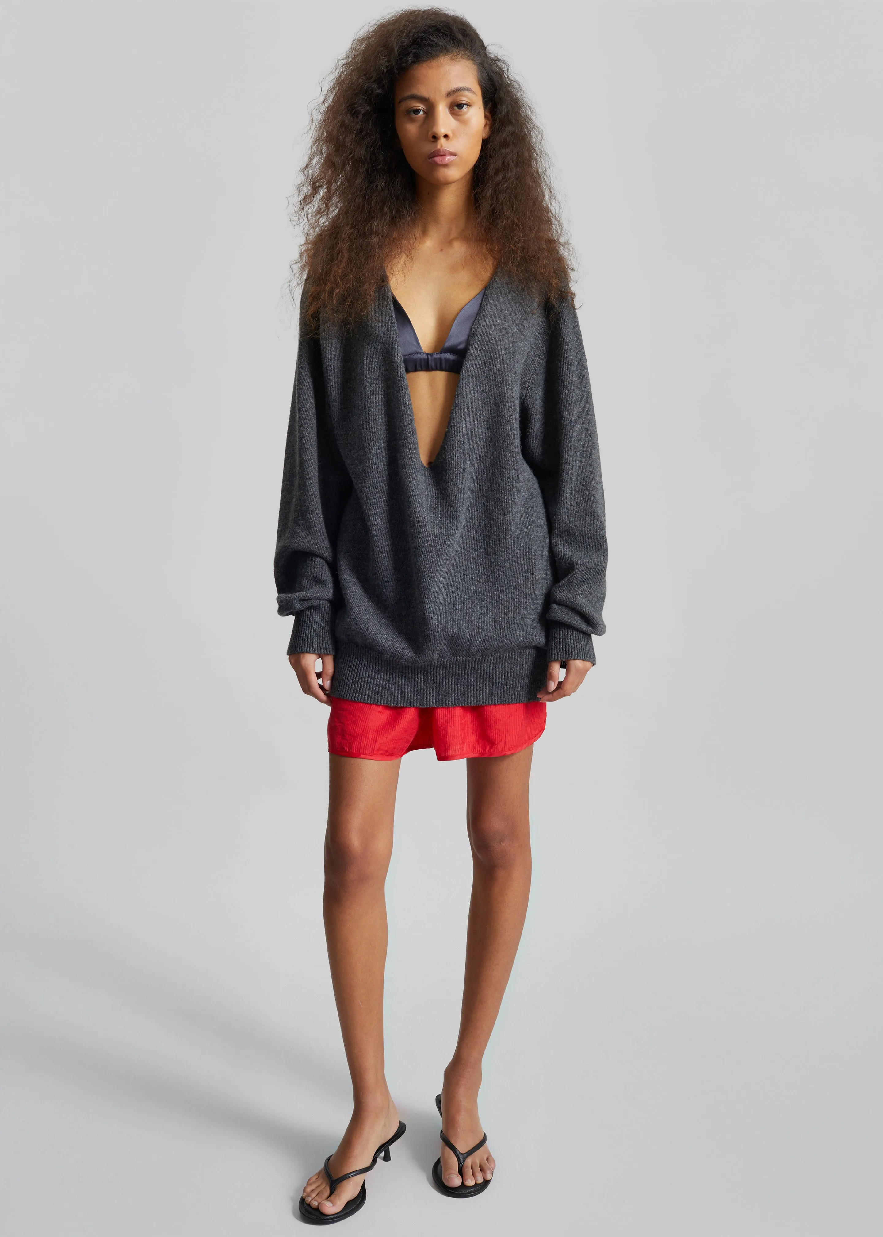 Issy Deep V-Neck Pullover - Dark Grey sold by Frankie Shop product image thumbnail 3