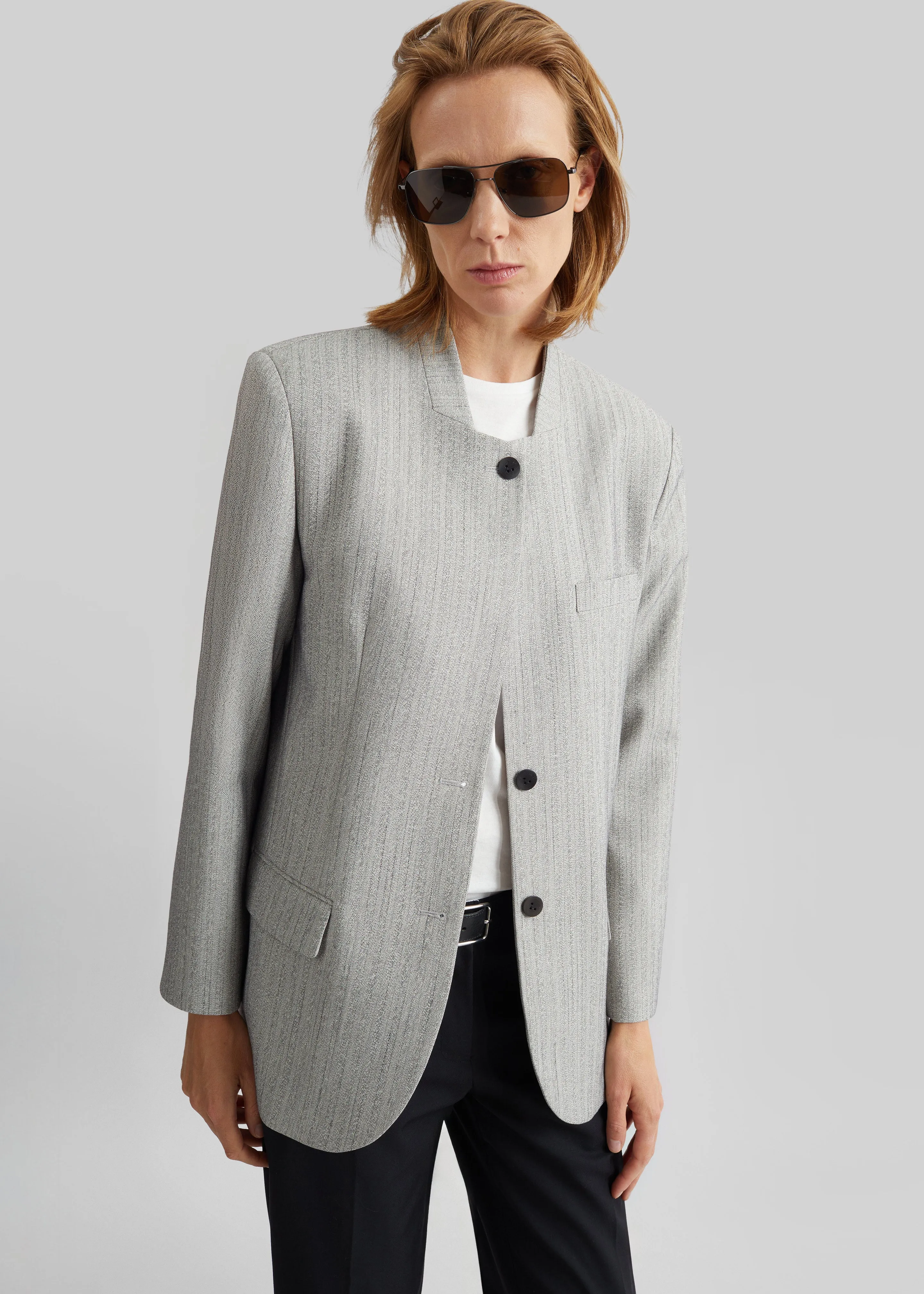Breux Collarless Padded Blazer - Grey Melange sold by Frankie Shop product image thumbnail 2