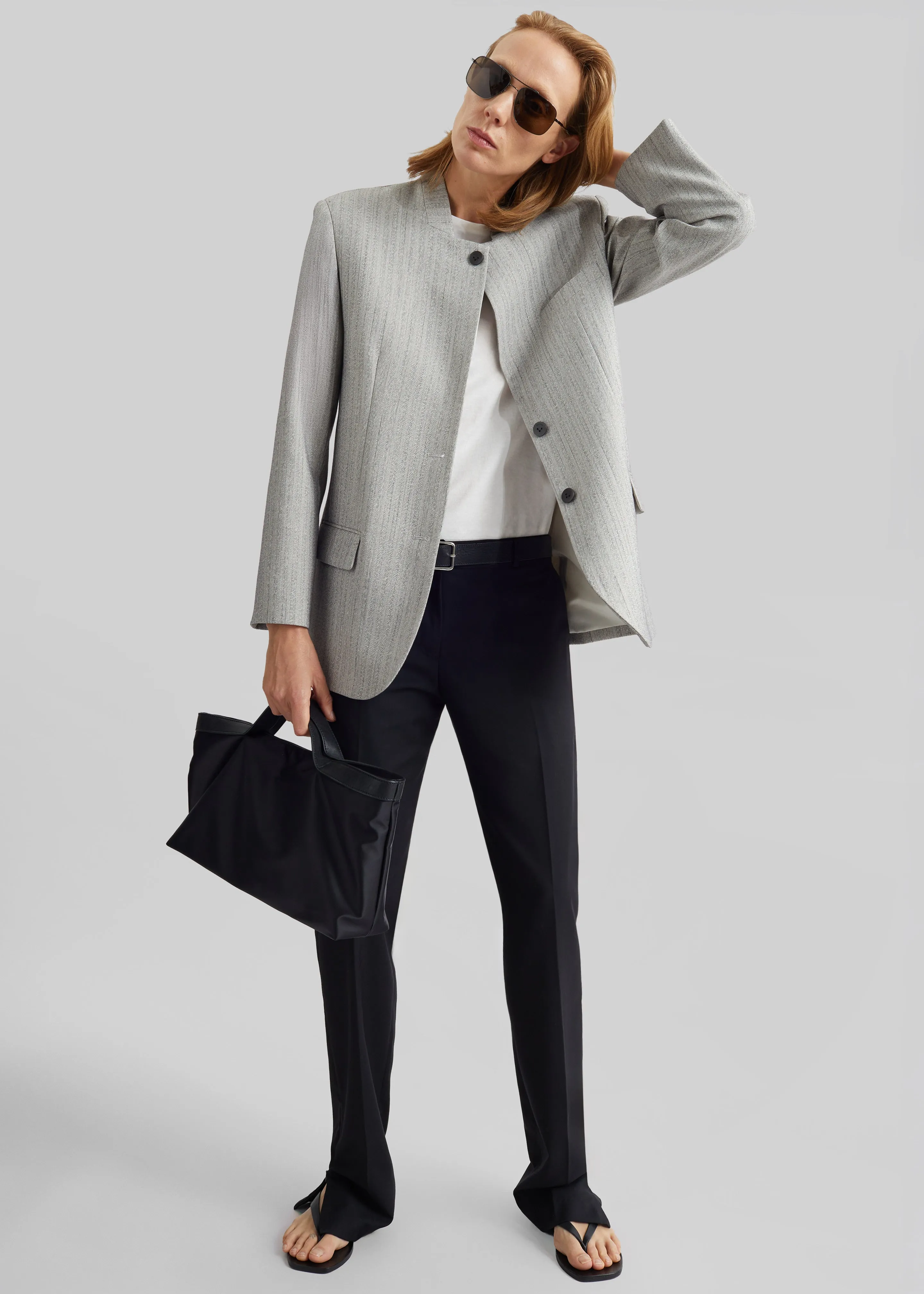 Breux Collarless Padded Blazer - Grey Melange sold by Frankie Shop product image thumbnail 5