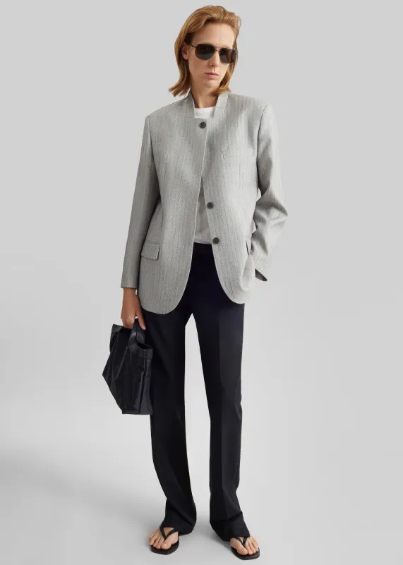 Breux Collarless Padded Blazer - Grey Melange made by Frankie Shop