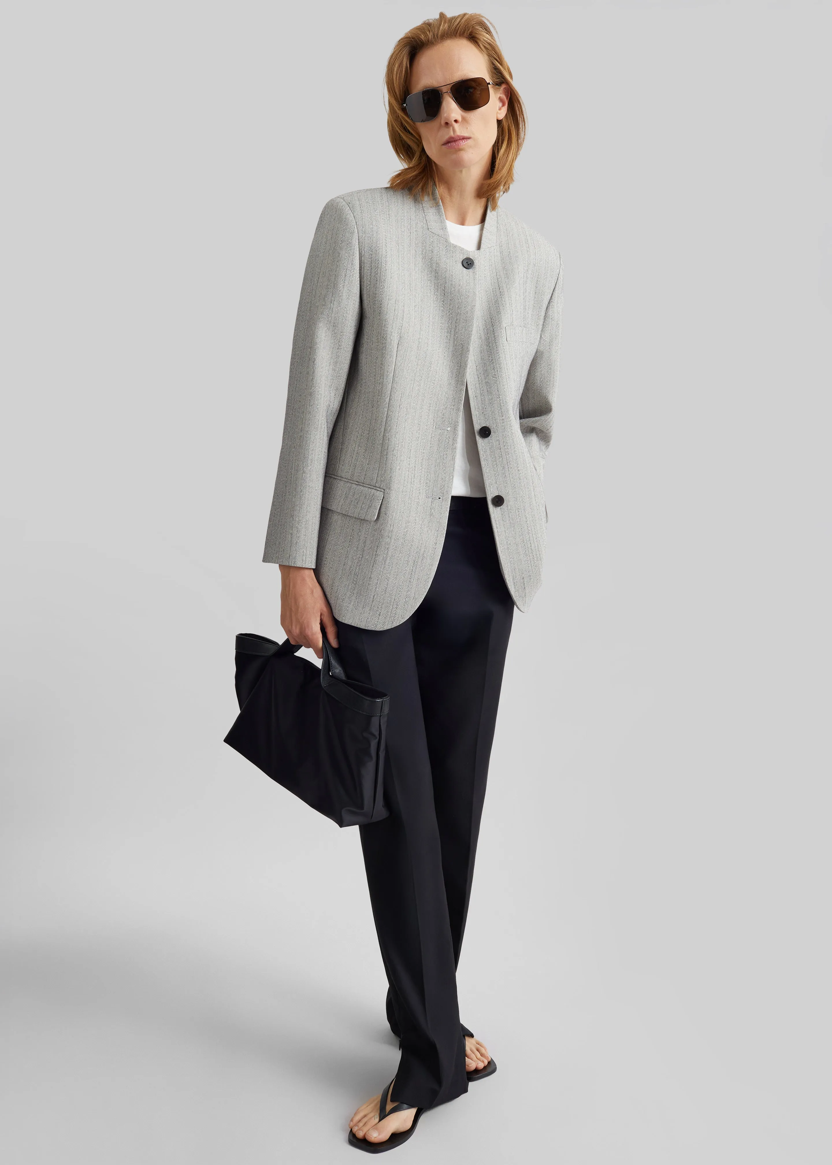 Breux Collarless Padded Blazer - Grey Melange sold by Frankie Shop product image thumbnail 4