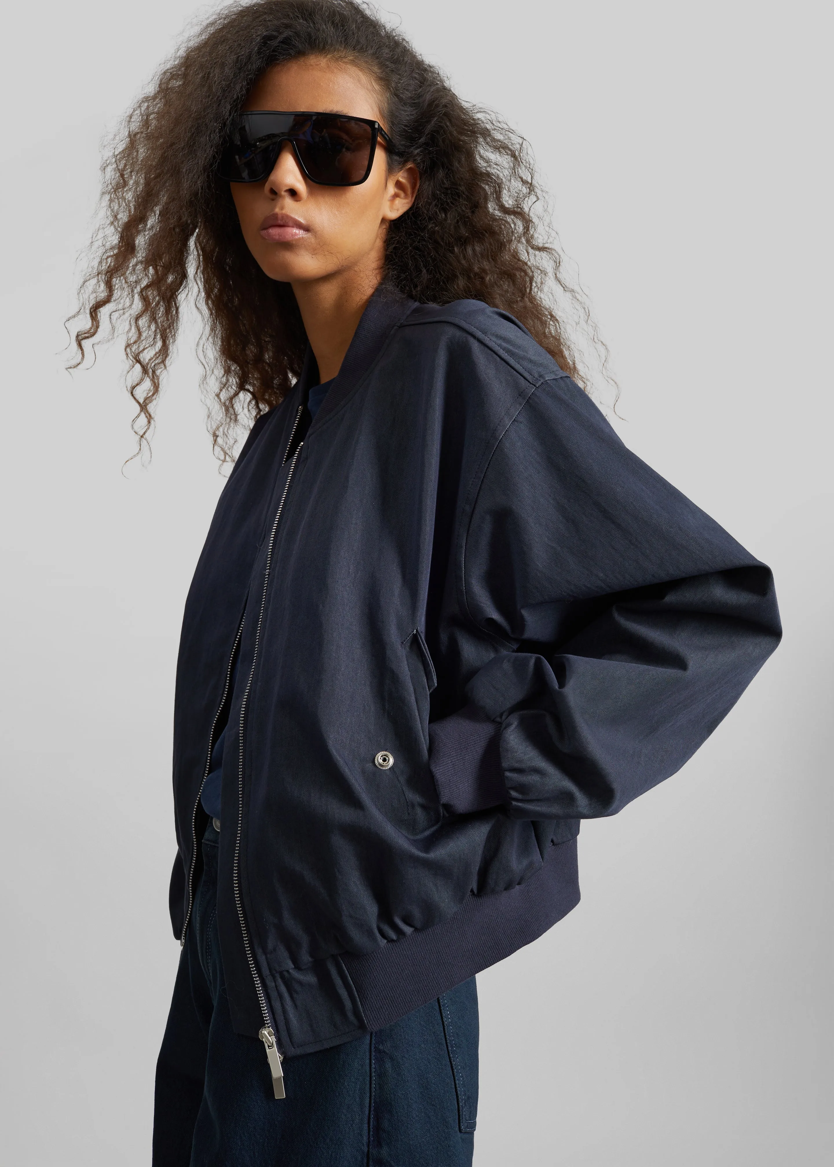Davron Denim Effect Bomber Jacket - Dark Navy sold by Frankie Shop product image thumbnail 3