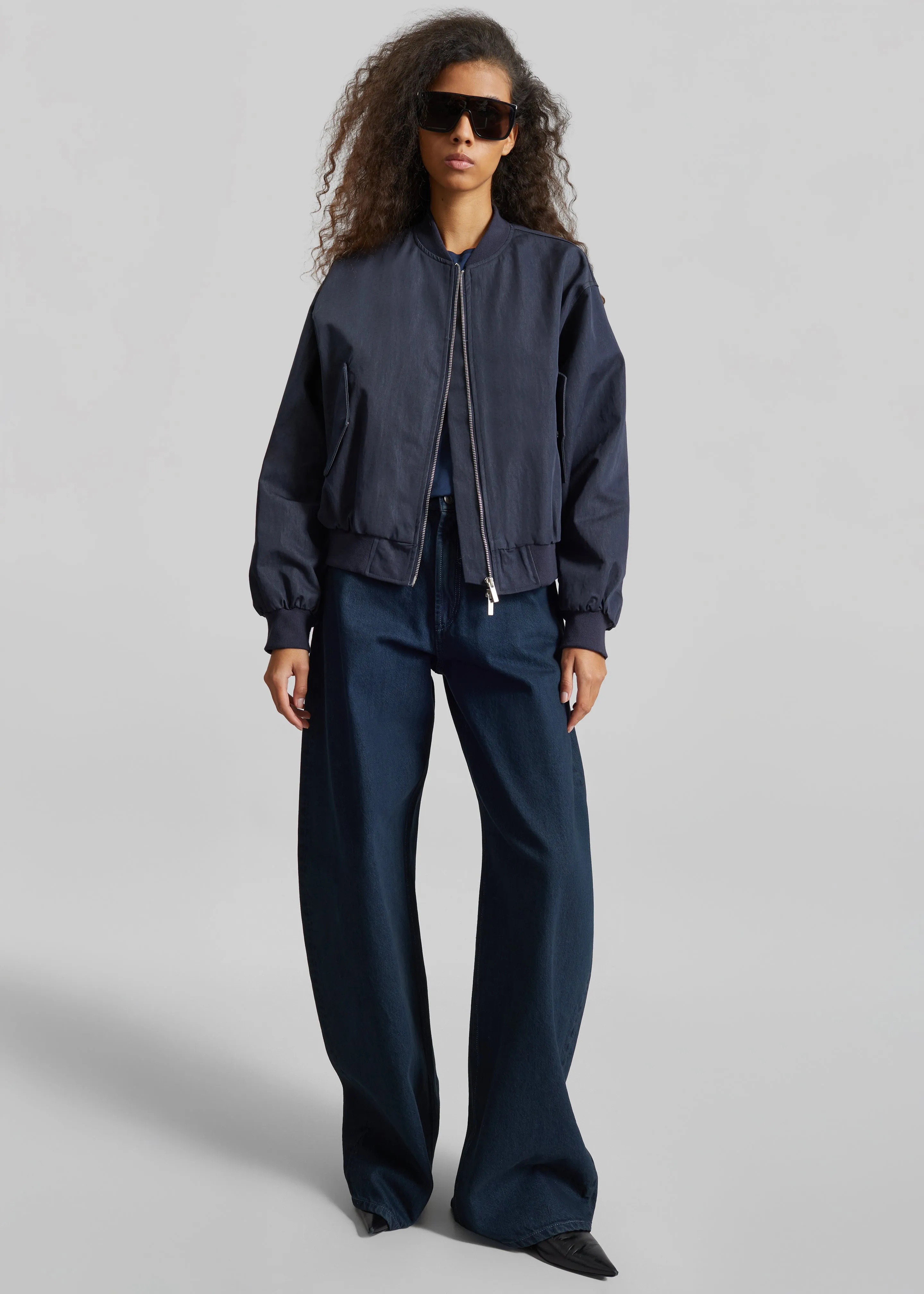 Davron Denim Effect Bomber Jacket - Dark Navy sold by Frankie Shop product image thumbnail 2