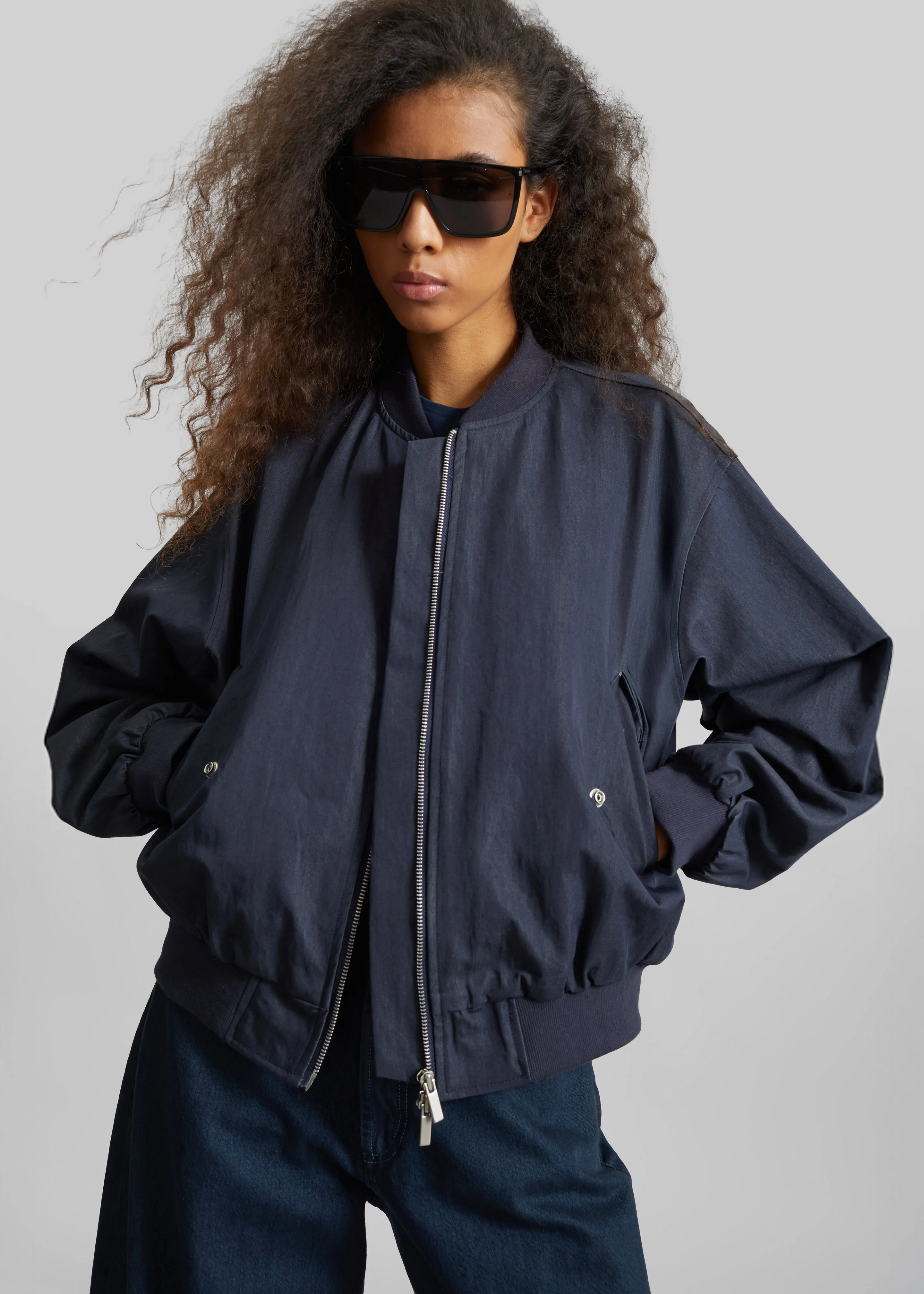 Davron Denim Effect Bomber Jacket - Dark Navy sold by Frankie Shop