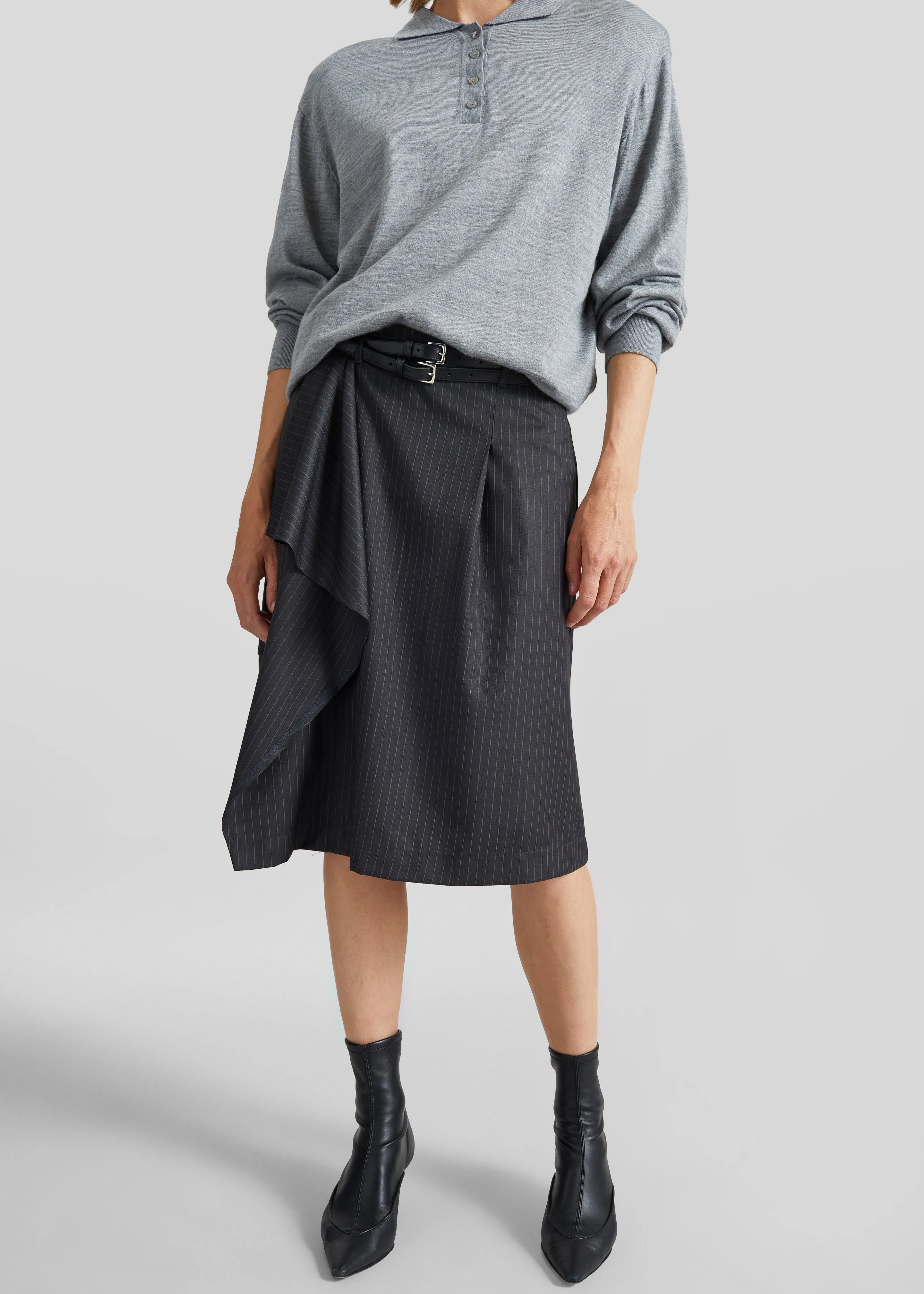 Iena Asymmetric Skirt - Charcoal Pinstripe sold by Frankie Shop product image thumbnail 2