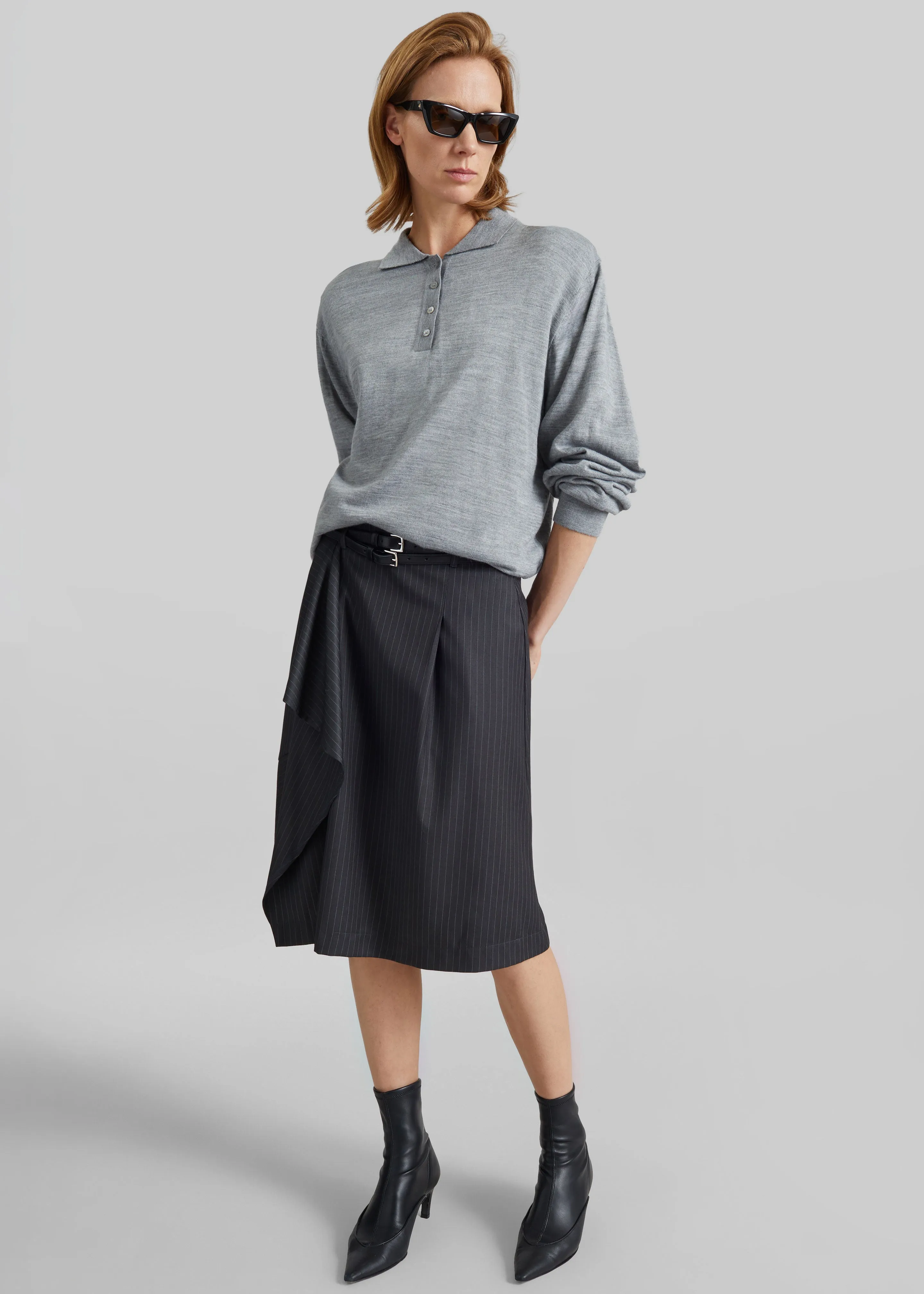 Iena Asymmetric Skirt - Charcoal Pinstripe sold by Frankie Shop product image thumbnail 5
