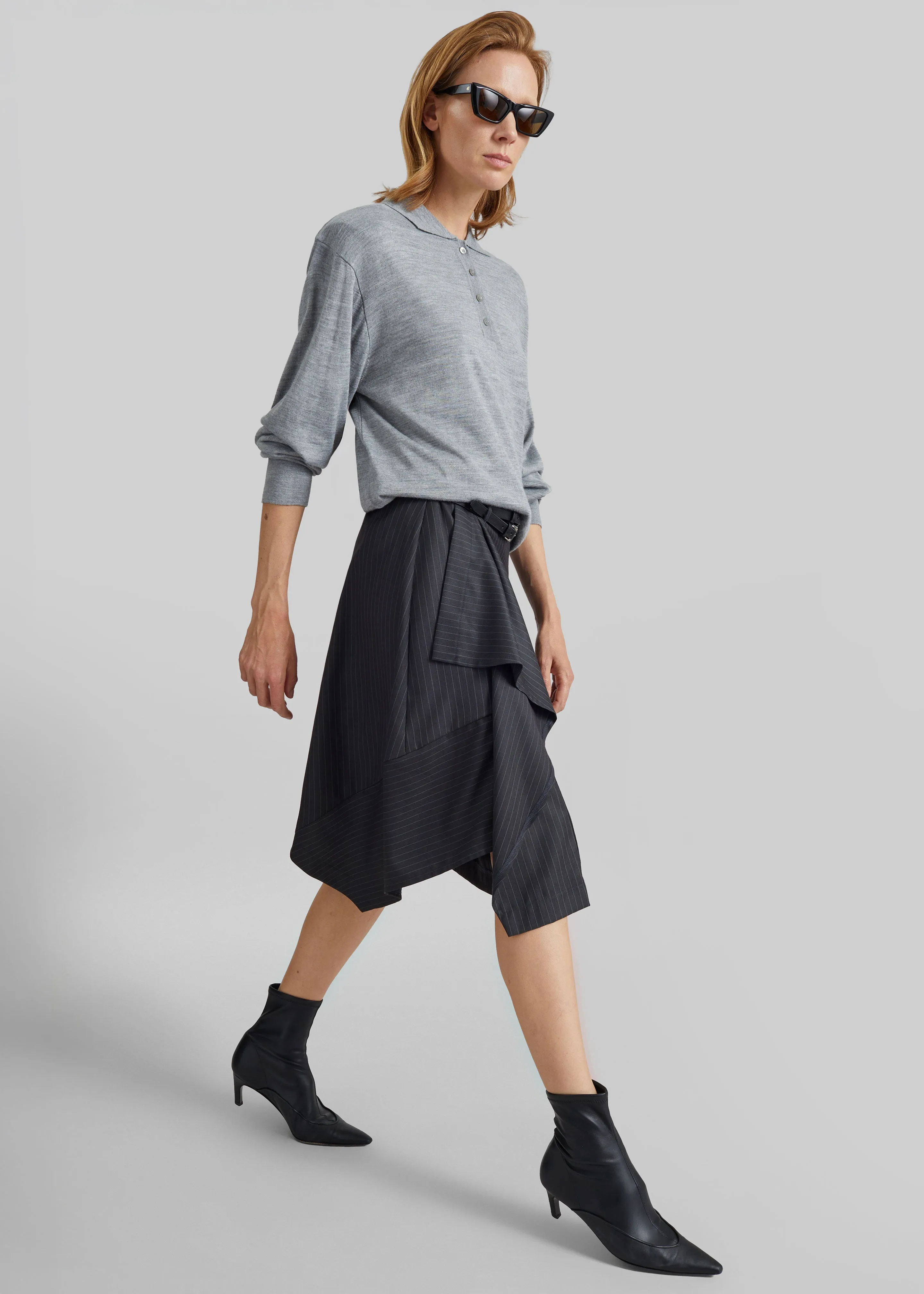 Iena Asymmetric Skirt - Charcoal Pinstripe sold by Frankie Shop product image thumbnail 3