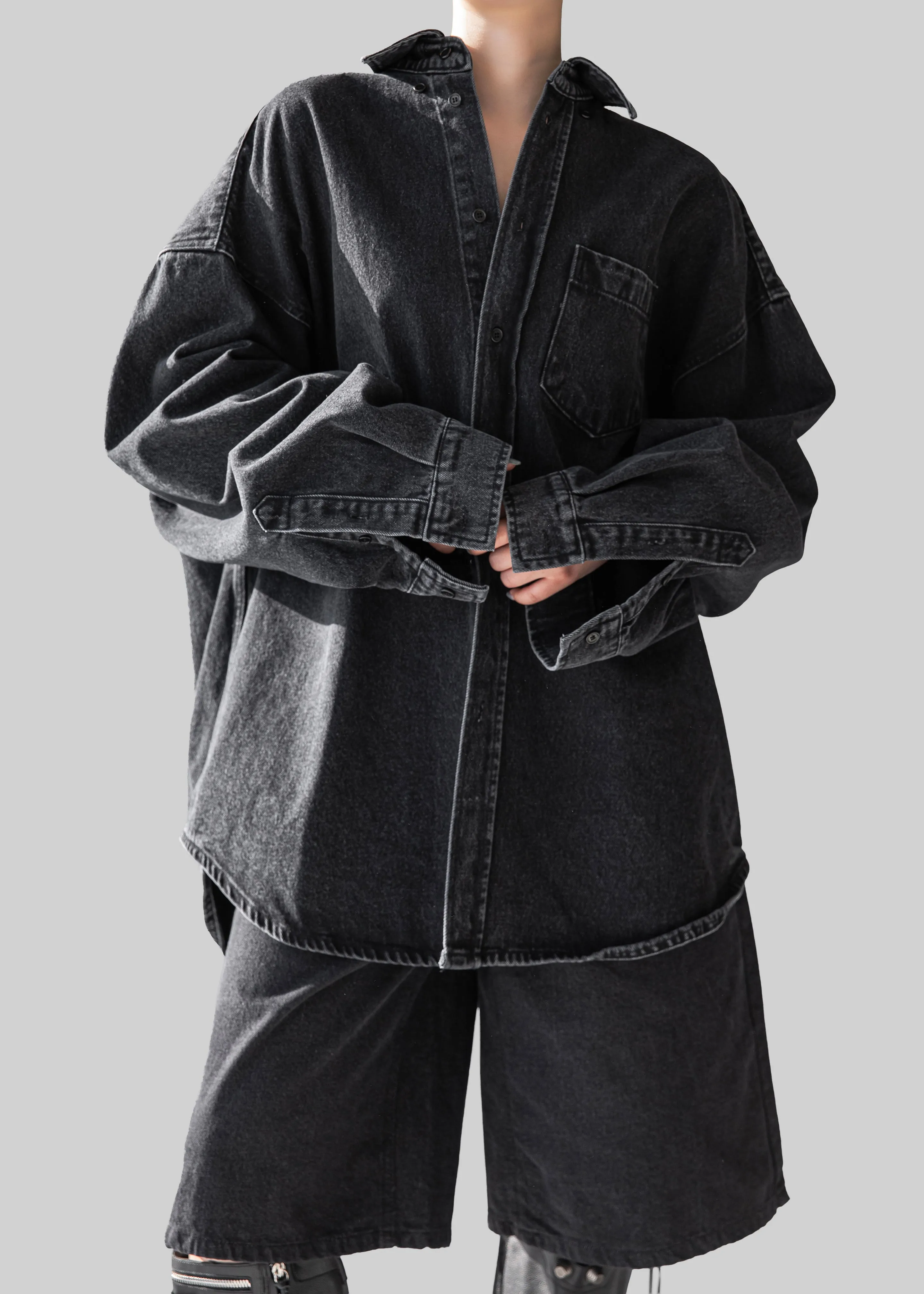 Belvis Oversized Denim Shirt - Black Wash sold by Frankie Shop product image thumbnail 3