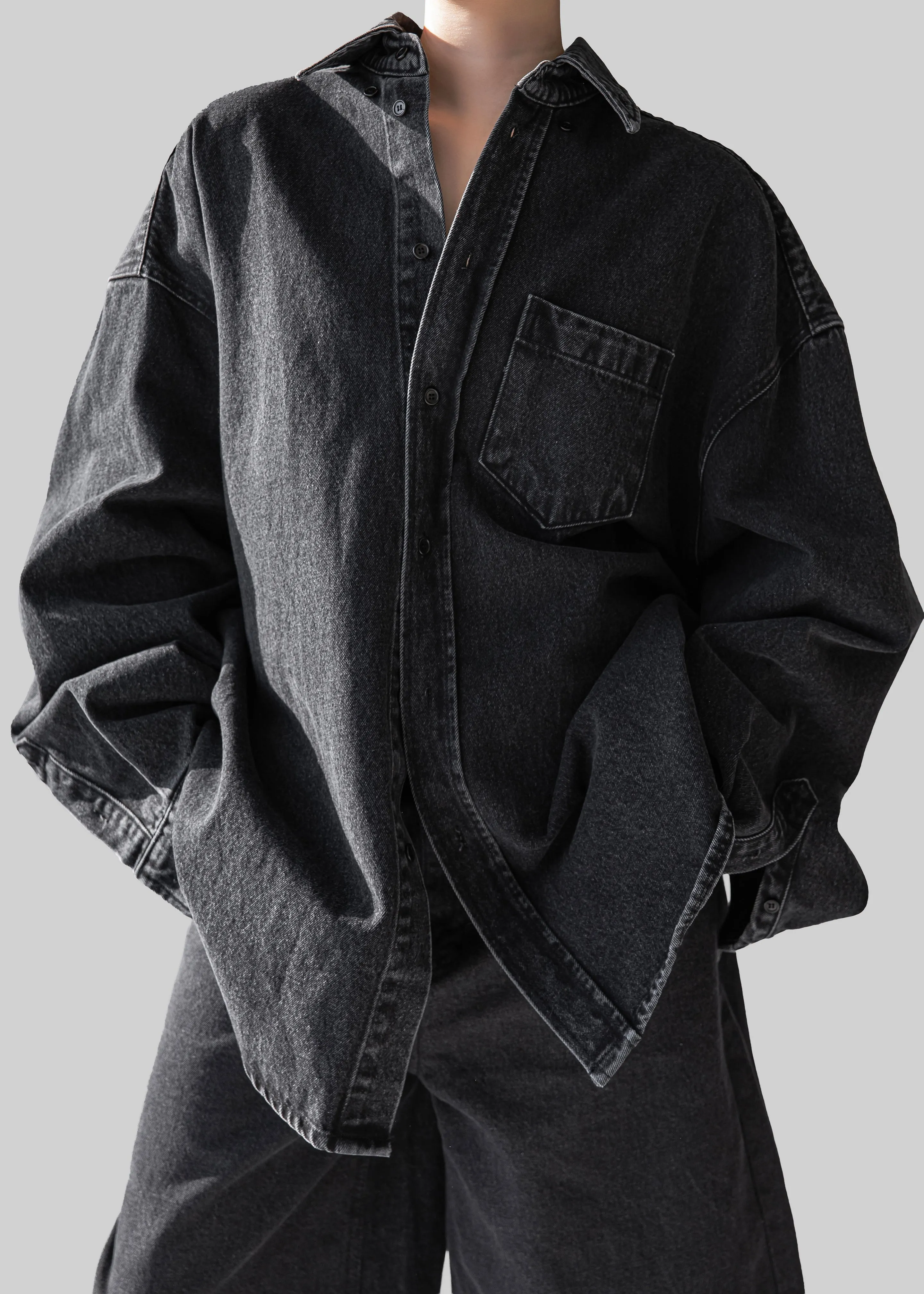Belvis Oversized Denim Shirt - Black Wash sold by Frankie Shop product image thumbnail 2