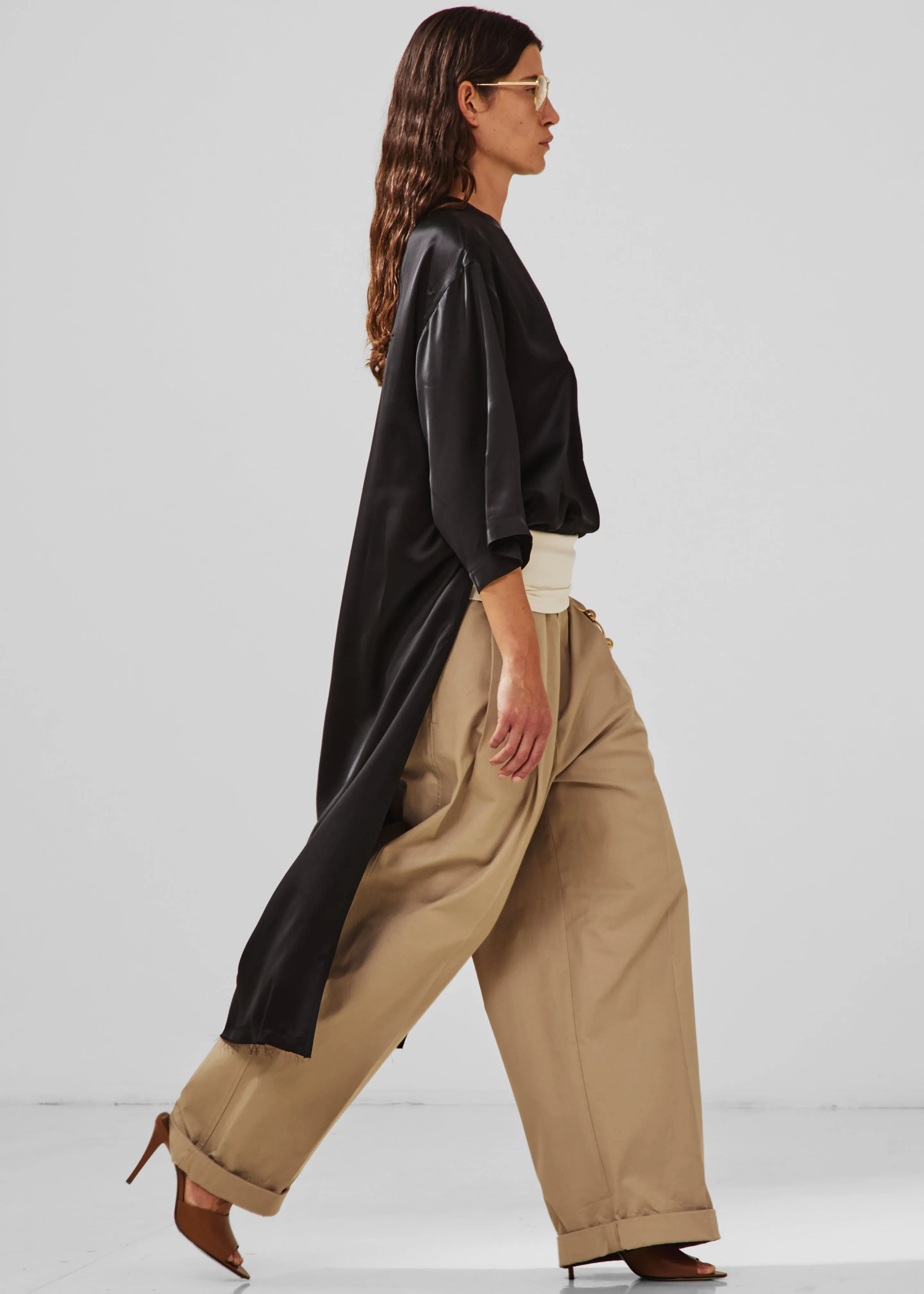 Darkpark Tara Satin Asymmetric Shirt - Black sold by Frankie Shop product image thumbnail 2