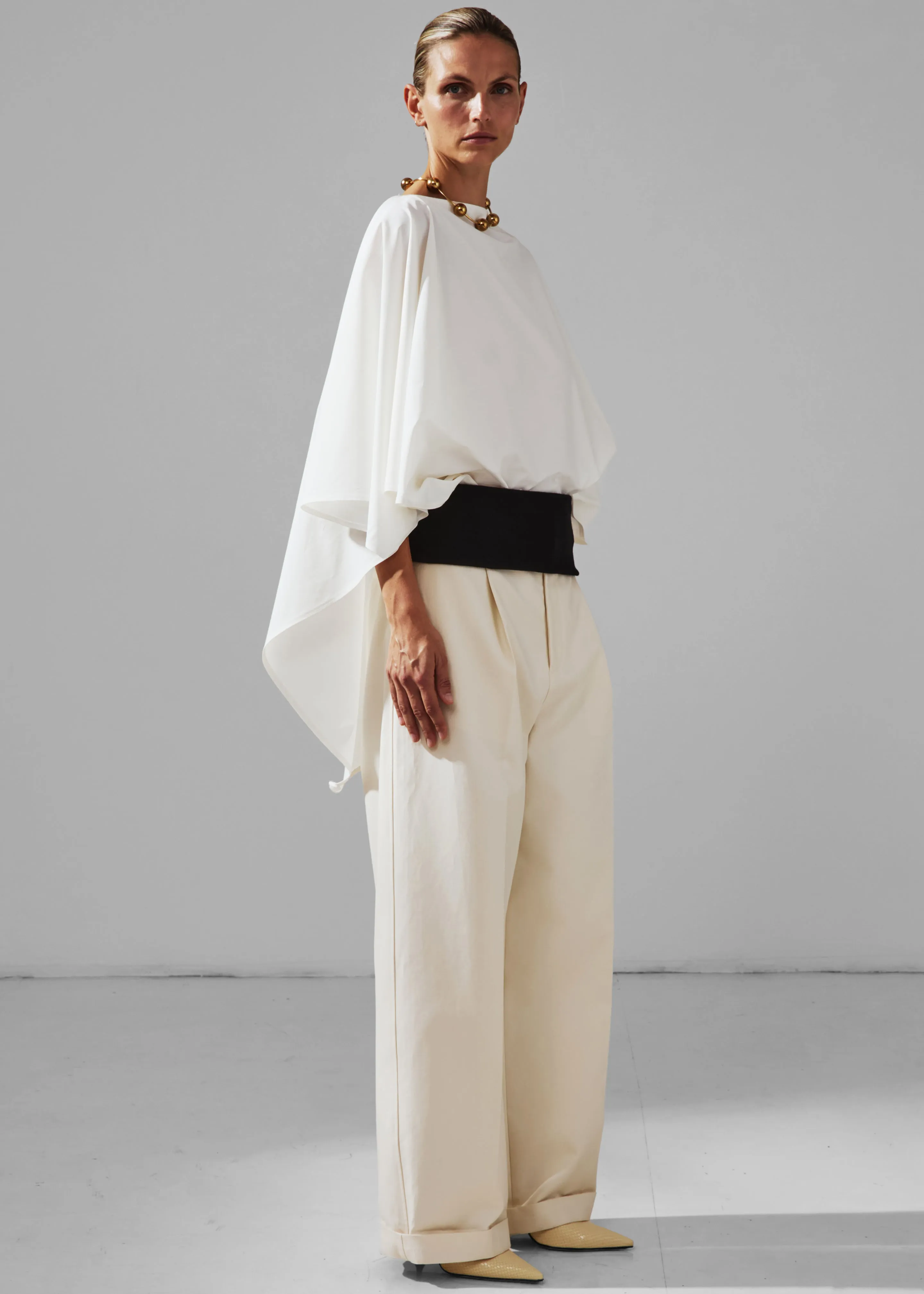 Darkpark Wendy Elastic Waist Wide-Leg Trousers - White sold by Frankie Shop