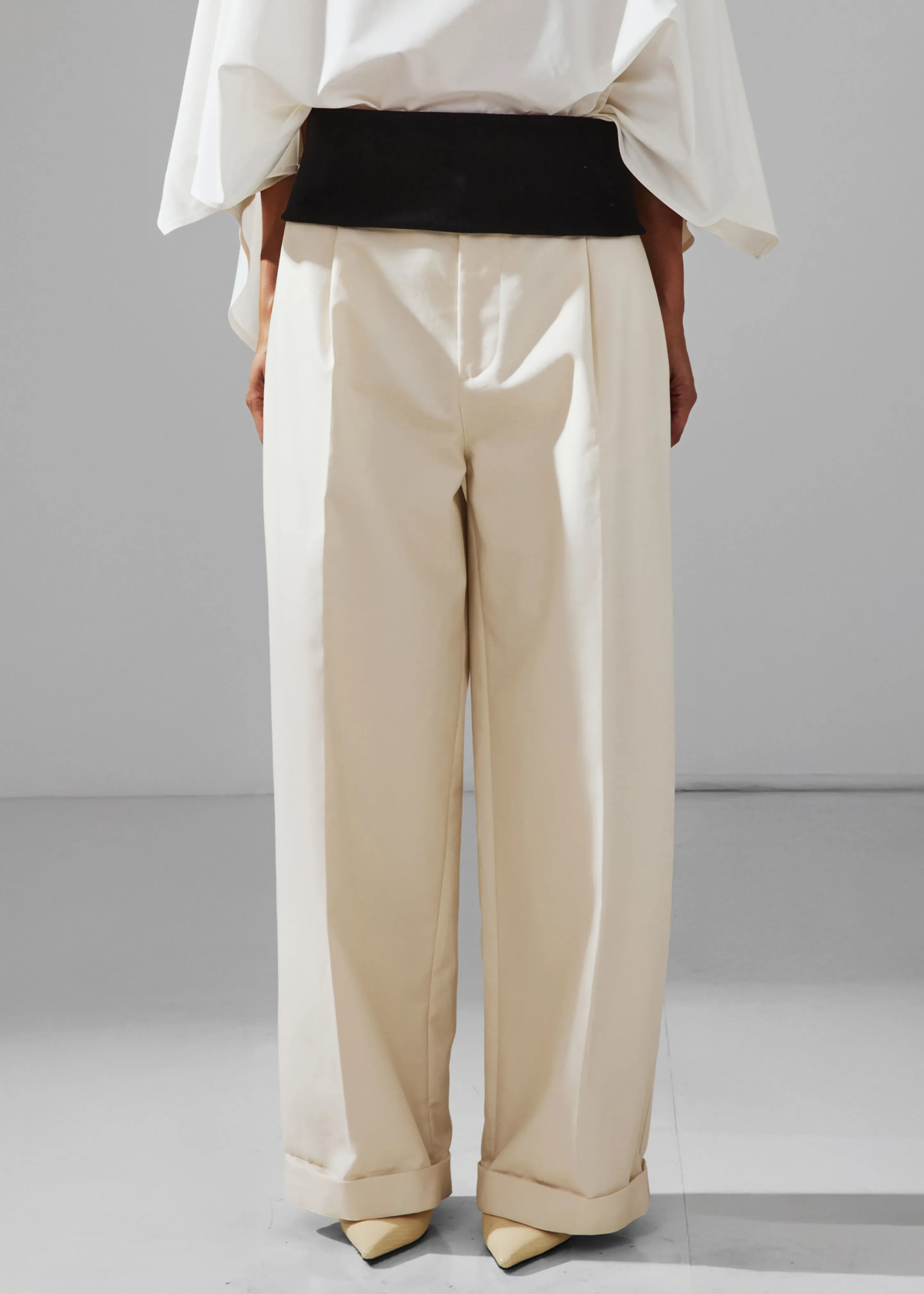 Darkpark Wendy Elastic Waist Wide-Leg Trousers - White sold by Frankie Shop product image thumbnail 3