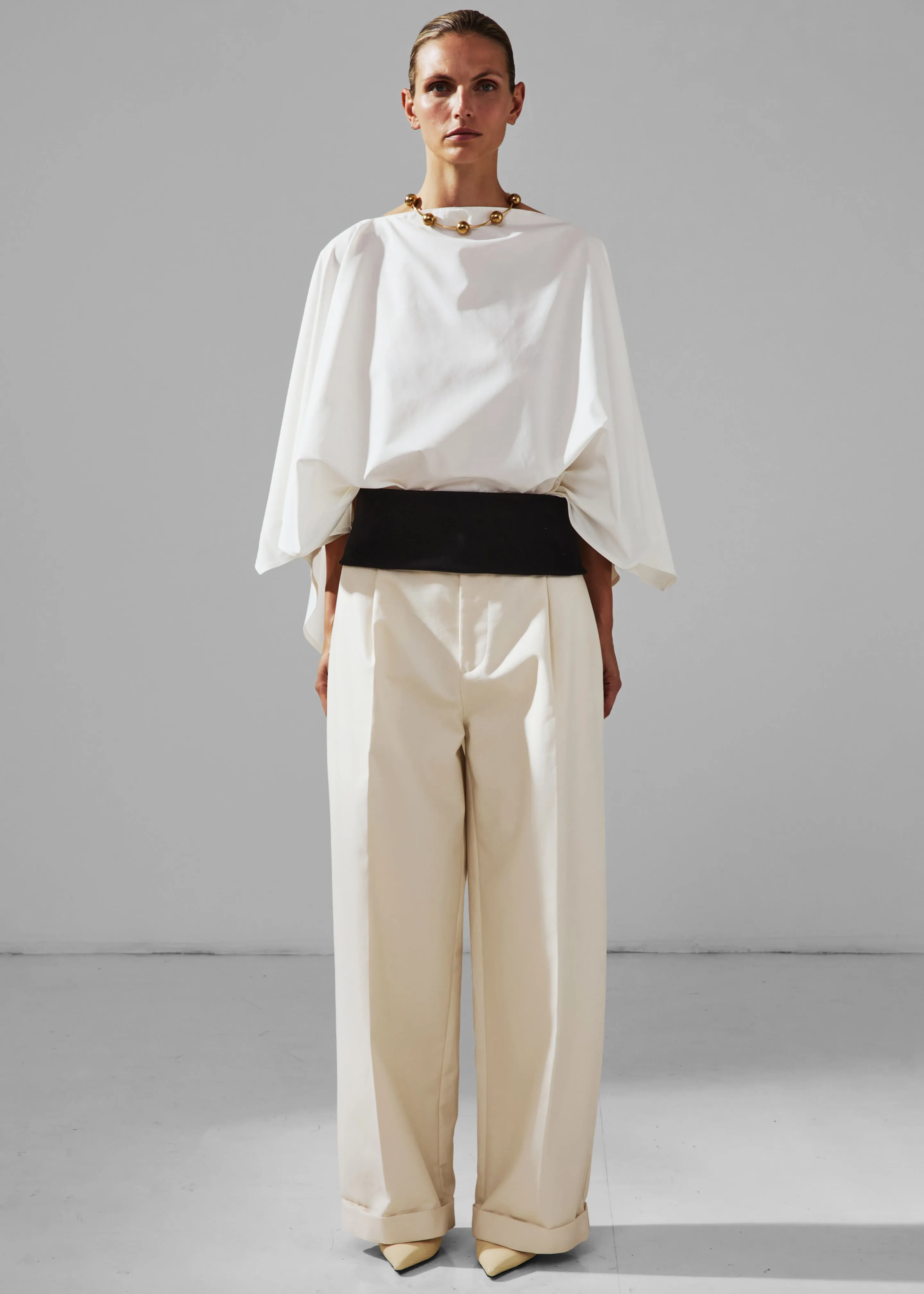 Darkpark Wendy Elastic Waist Wide-Leg Trousers - White sold by Frankie Shop product image thumbnail 2