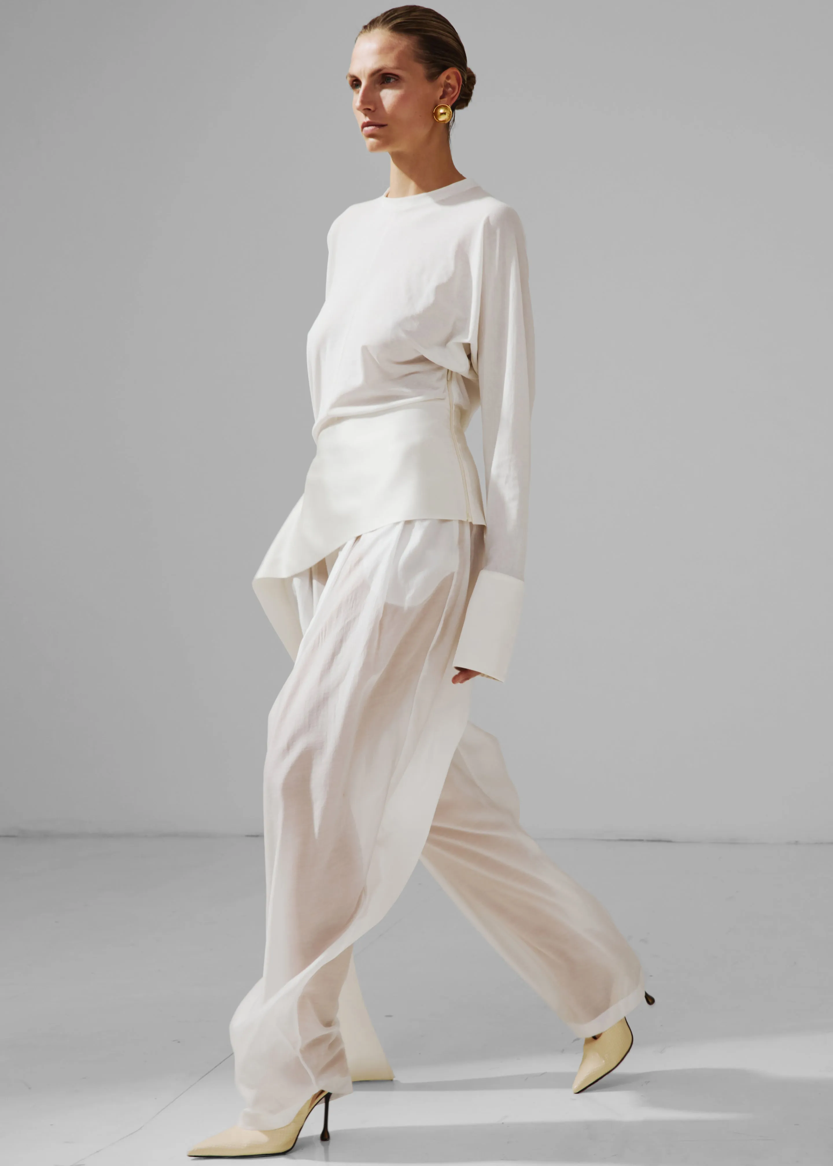 Darkpark Luna Jersey Top With Dropped Satin Details - White sold by Frankie Shop product image thumbnail 3