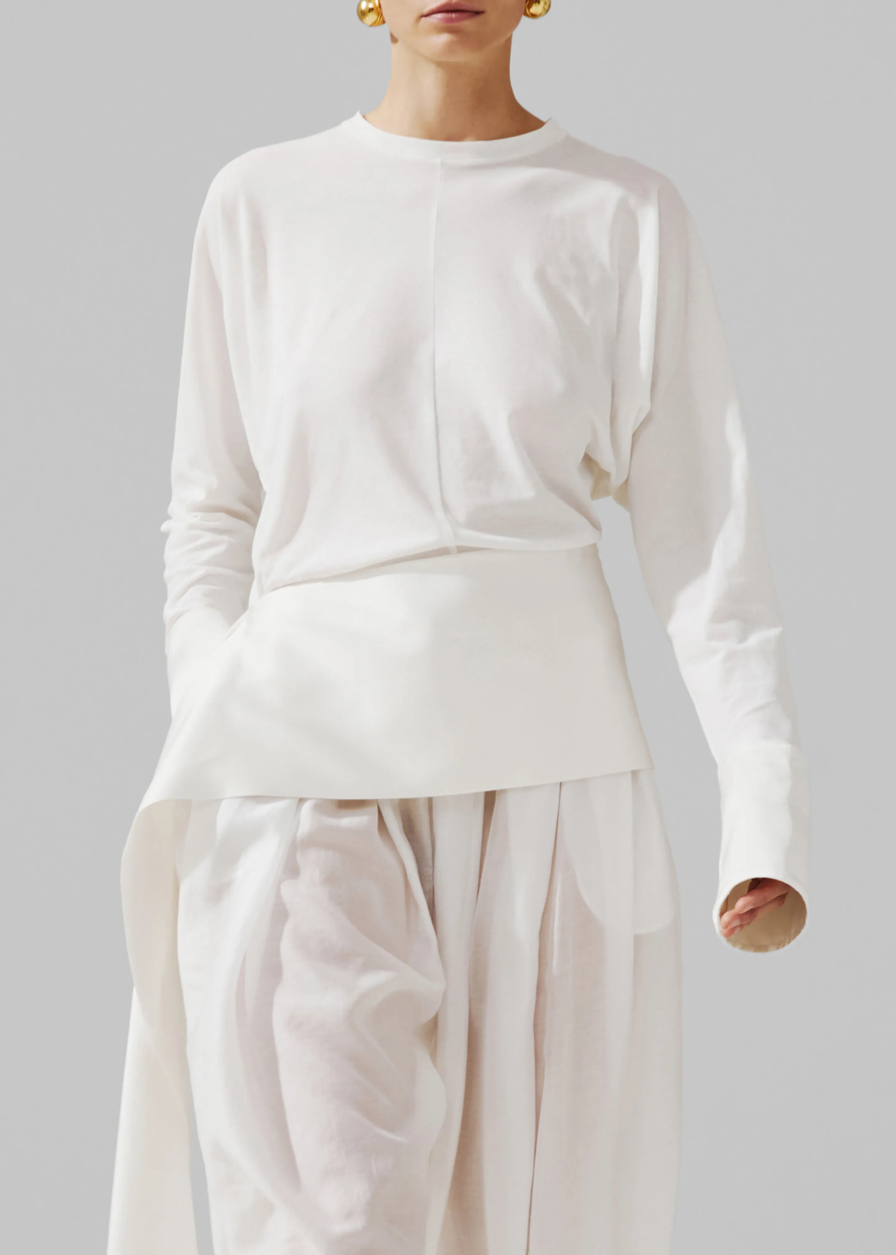 Darkpark Luna Jersey Top With Dropped Satin Details - White sold by Frankie Shop product image thumbnail 2