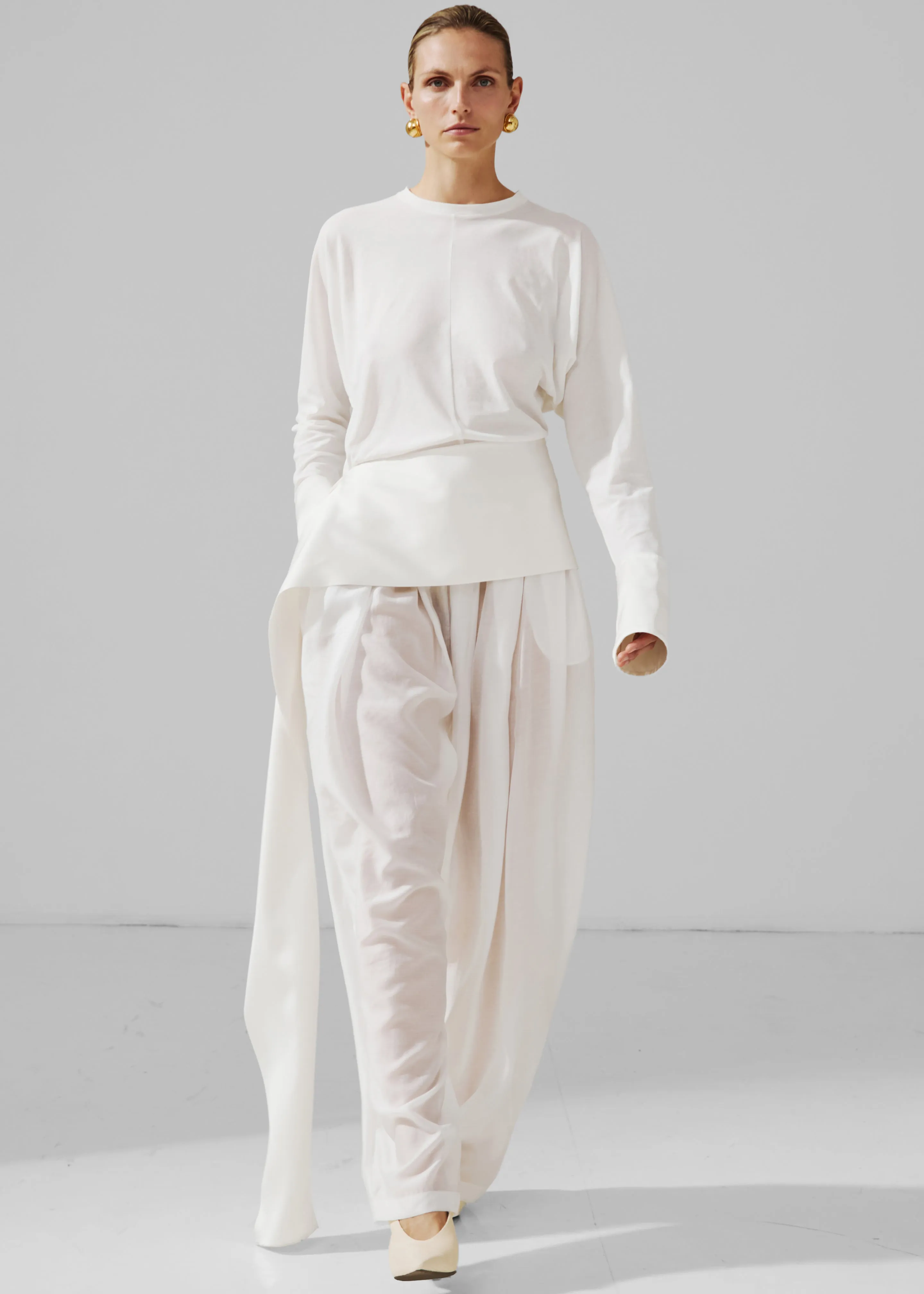 Darkpark Luna Jersey Top With Dropped Satin Details - White sold by Frankie Shop