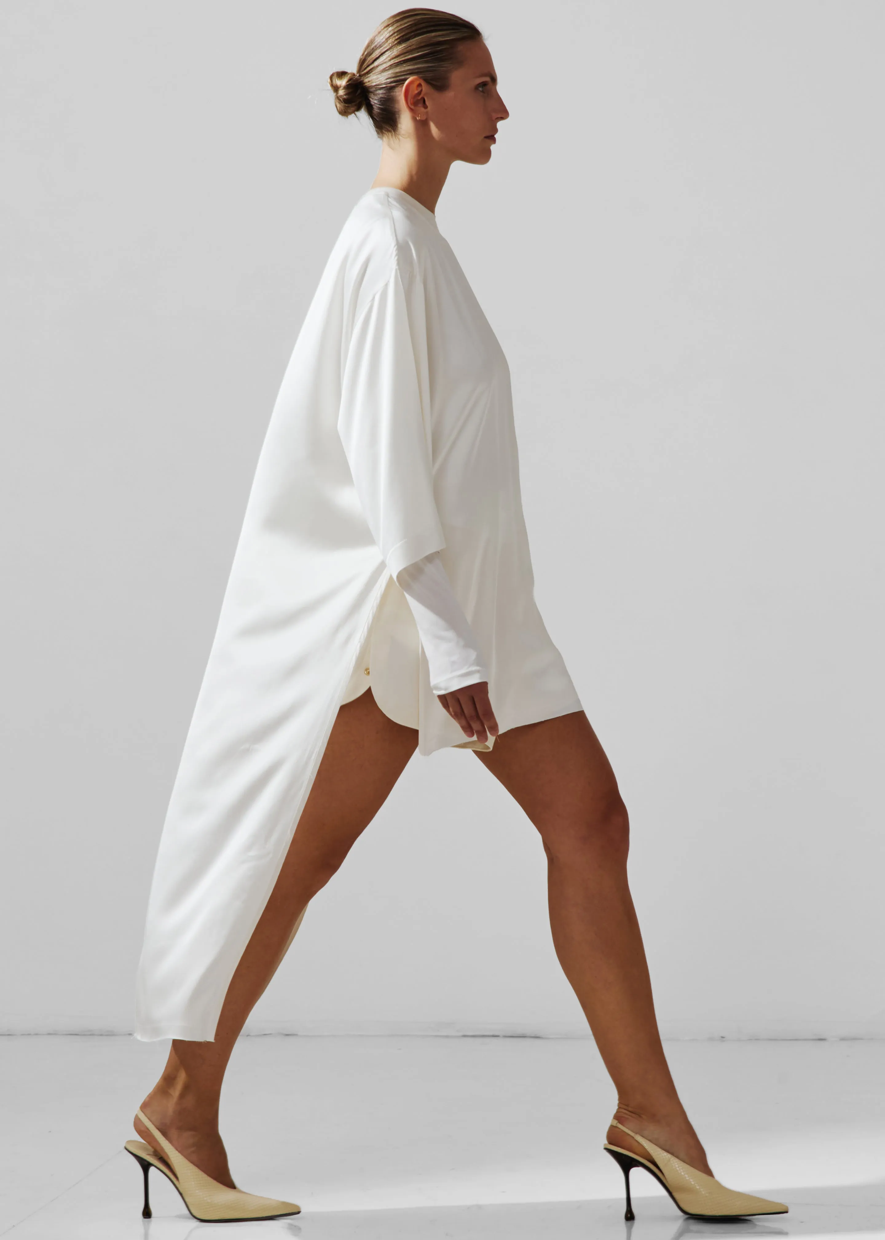 Darkpark Tara Satin Asymmetric Shirt - Off-White sold by Frankie Shop