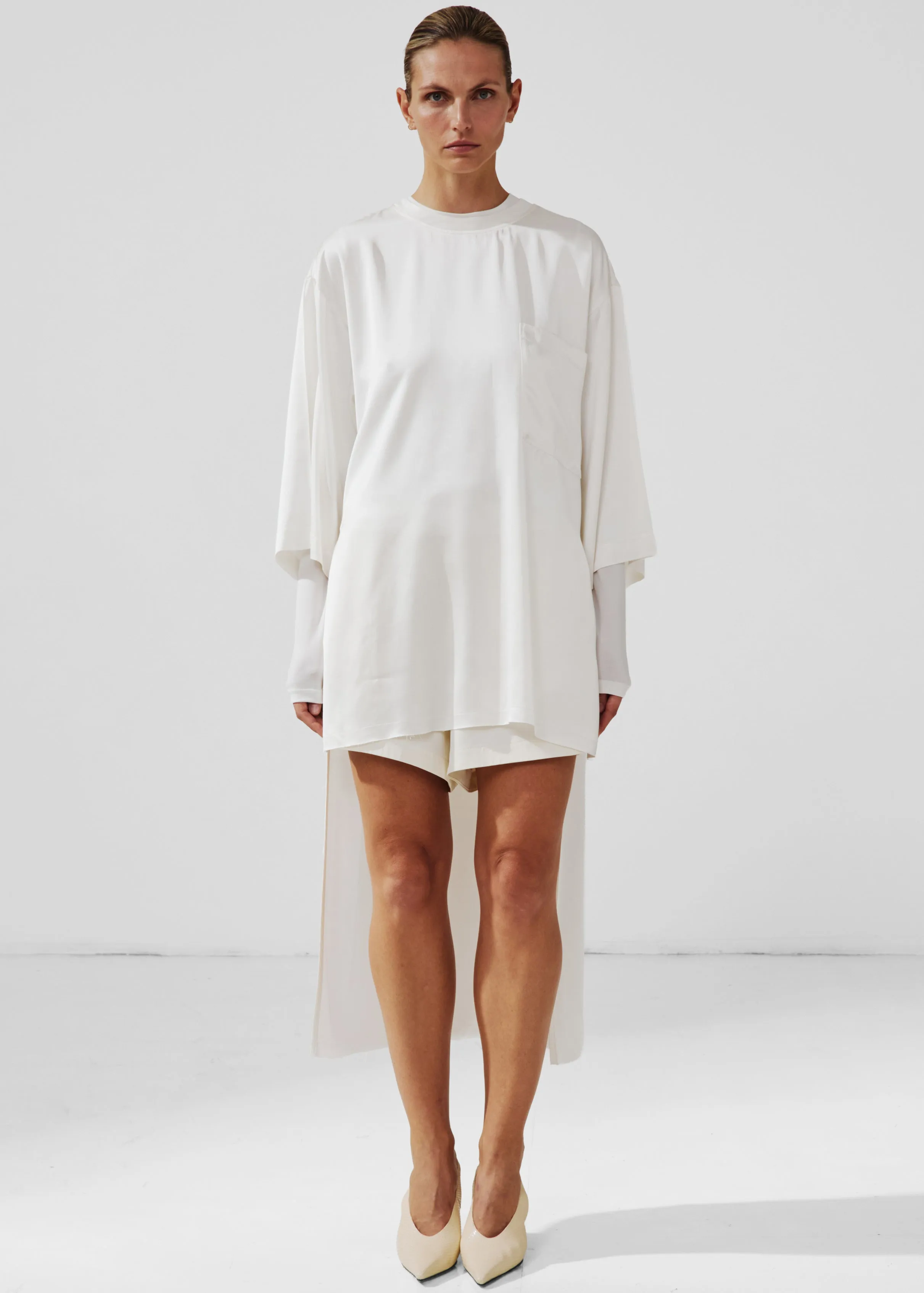 Darkpark Tara Satin Asymmetric Shirt - Off-White sold by Frankie Shop product image thumbnail 2