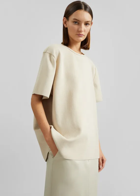 Leni Knit Oversized T-Shirt - Beige made by Frankie Shop