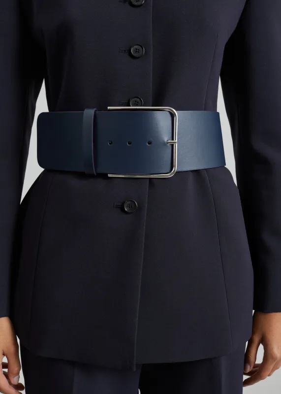 Calan Leather Wide Belt - Navy made by Frankie Shop
