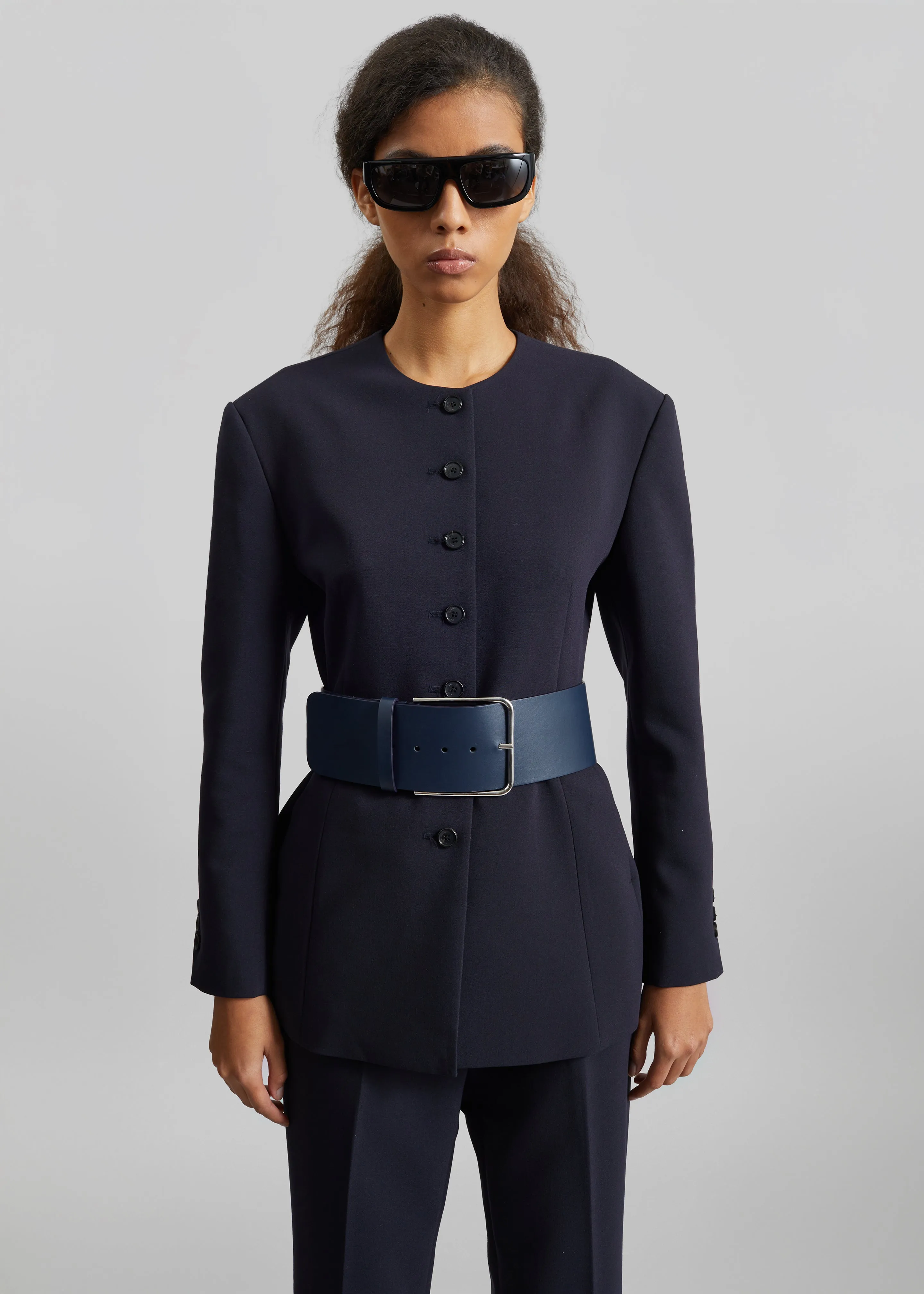 Calan Leather Wide Belt - Navy sold by Frankie Shop product image thumbnail 4