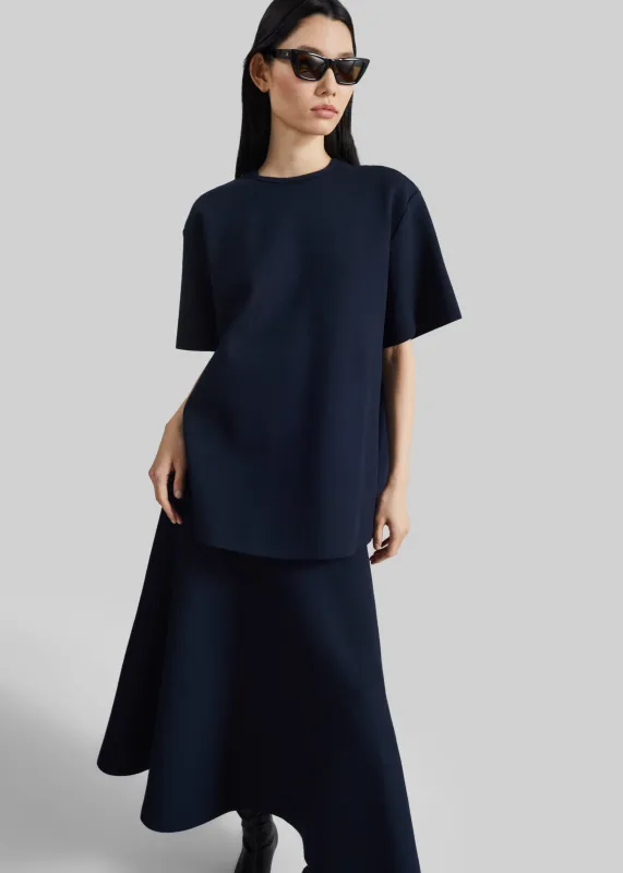 Leni Knit Oversized T-Shirt - Navy made by Frankie Shop