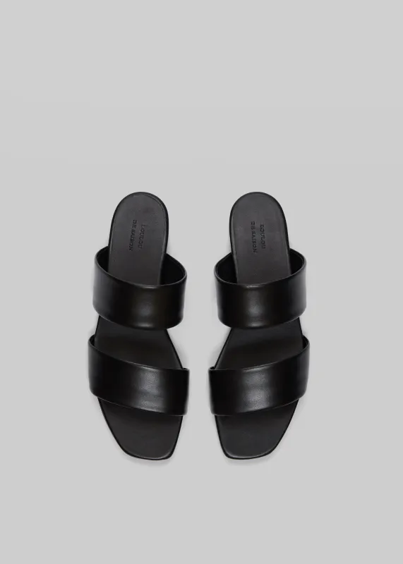 Loulou de Saison Kairo Flat Slide Sandals - Black made by Loulou De Saison