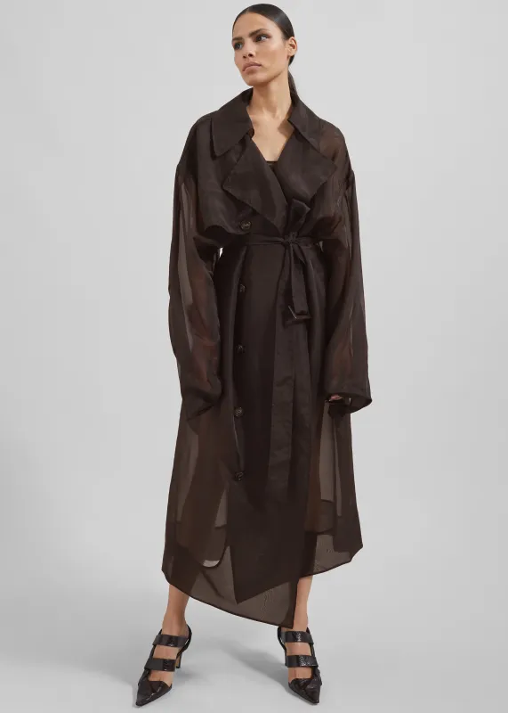 Mavis Oversized Sheer Trench - Brown made by Frankie Shop