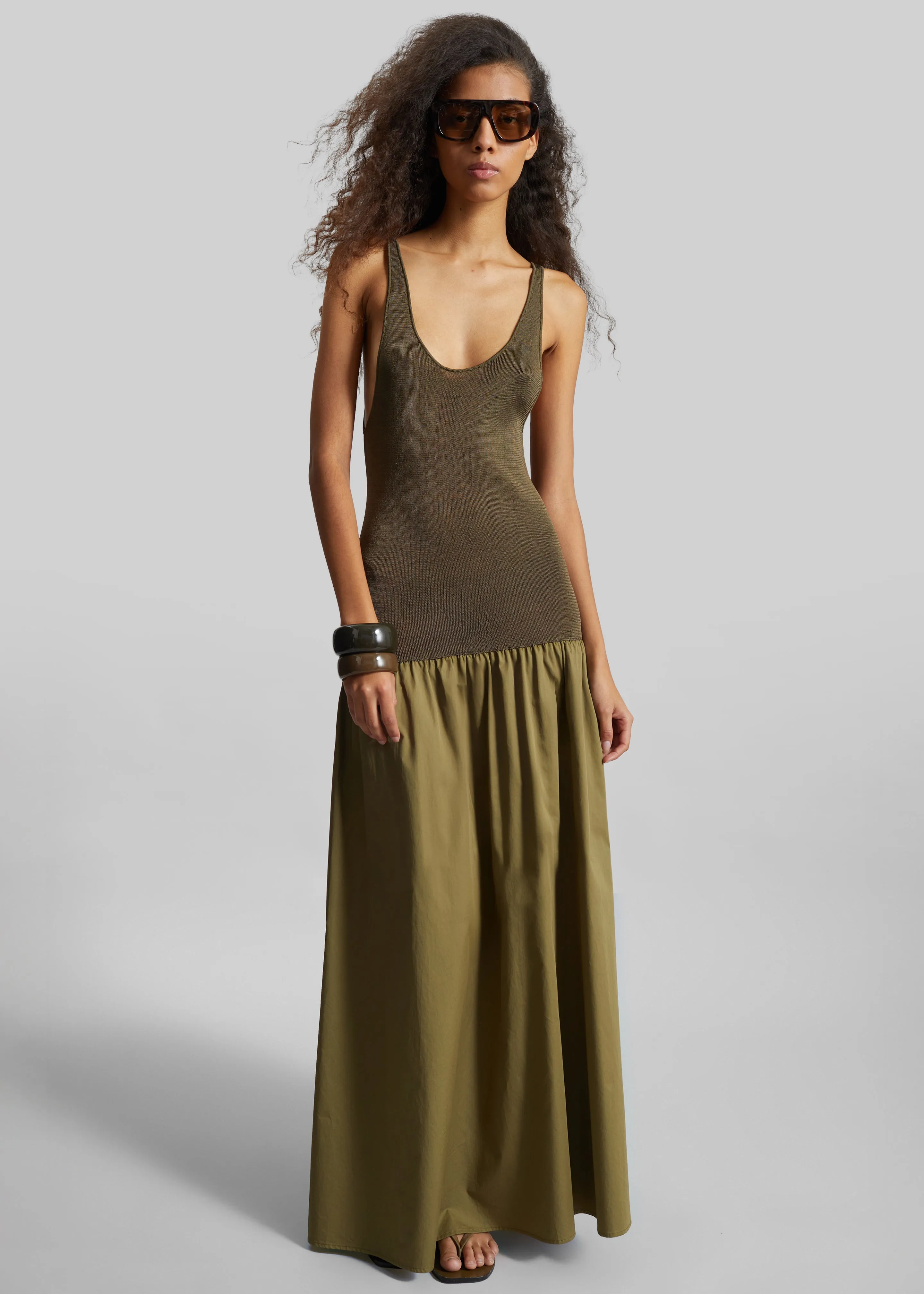 Iliya Drop Waist Maxi Dress - Olive sold by Frankie Shop product image thumbnail 4